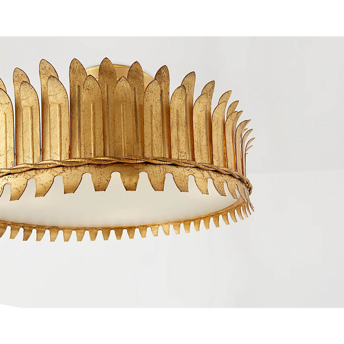 Suzanne Kasler Leslie 16" Semi-Flush in Gilded Iron with Frosted Glass W16" x H8.75"