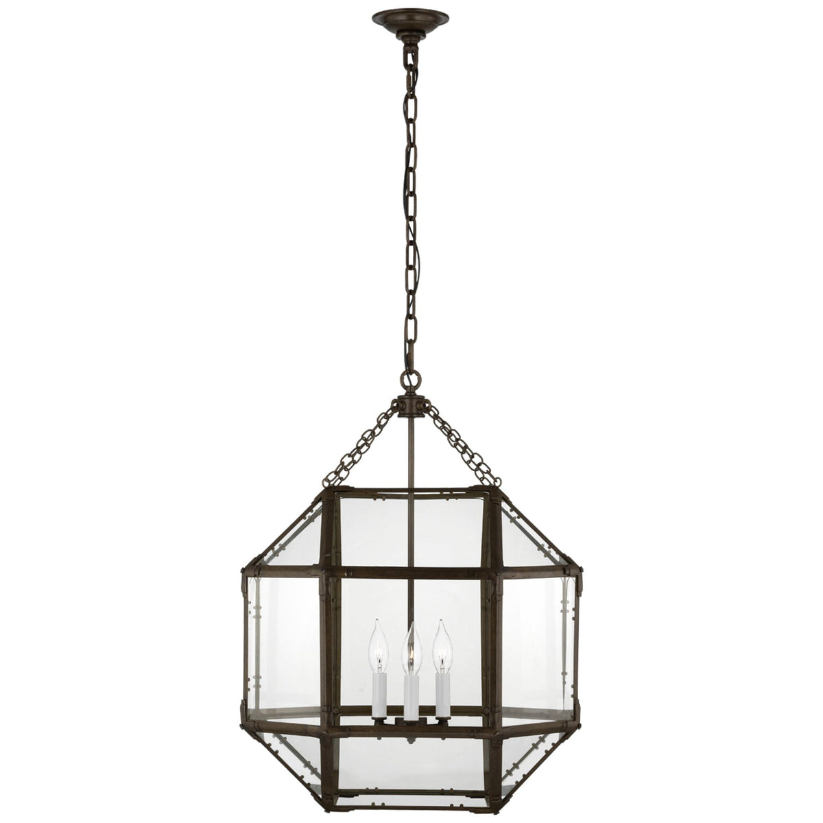 Suzanne Kasler Morris Medium Lantern in Antique Zinc with Clear Glass W19.75" x H26"