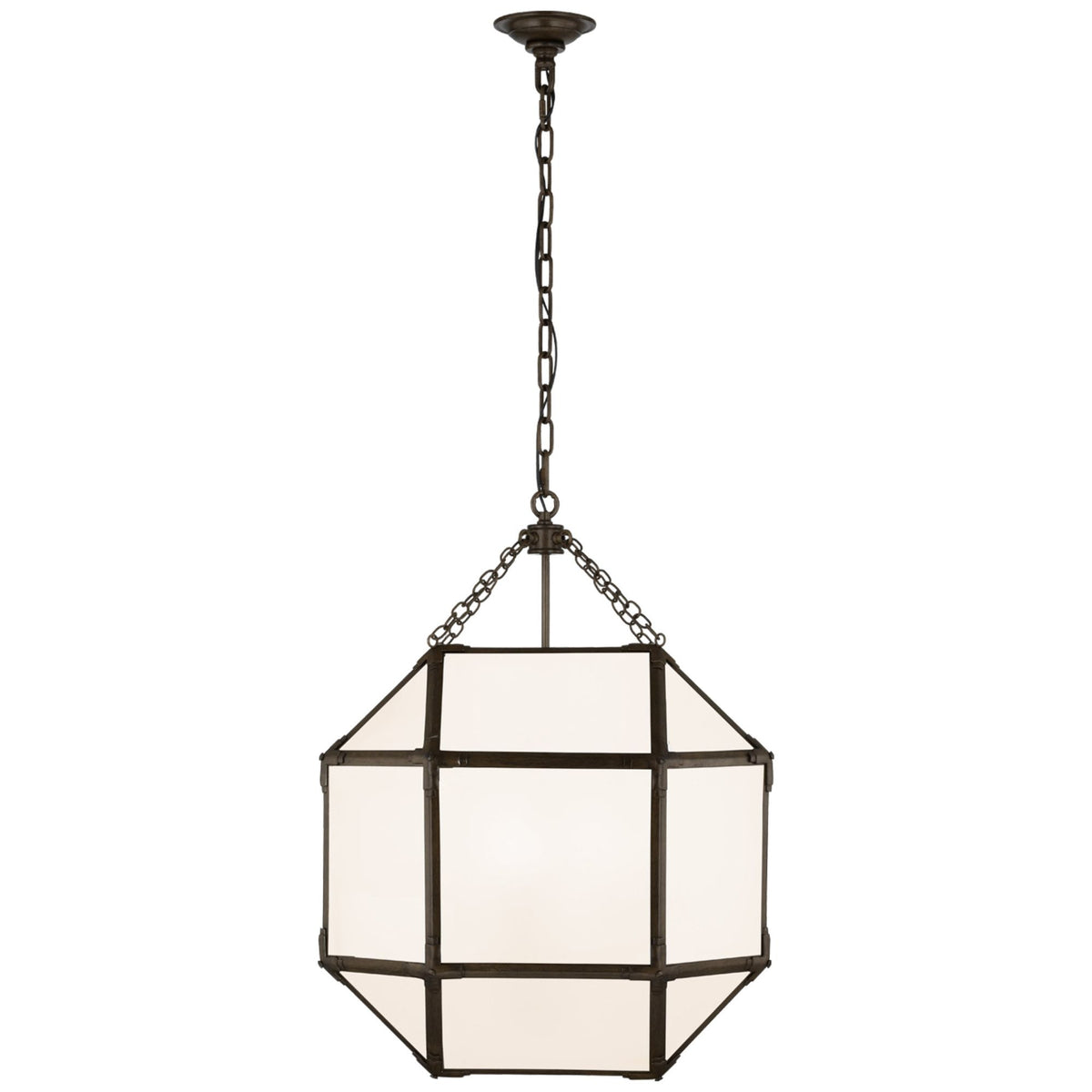 Suzanne Kasler Morris Medium Lantern in Antique Zinc with White Glass W19.75" x H26"