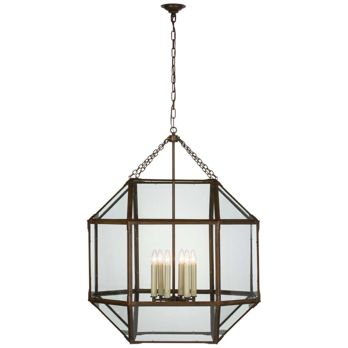 Suzanne Kasler Morris Grande Lantern in Antique Zinc with Clear Glass W30.5" x H39.25"