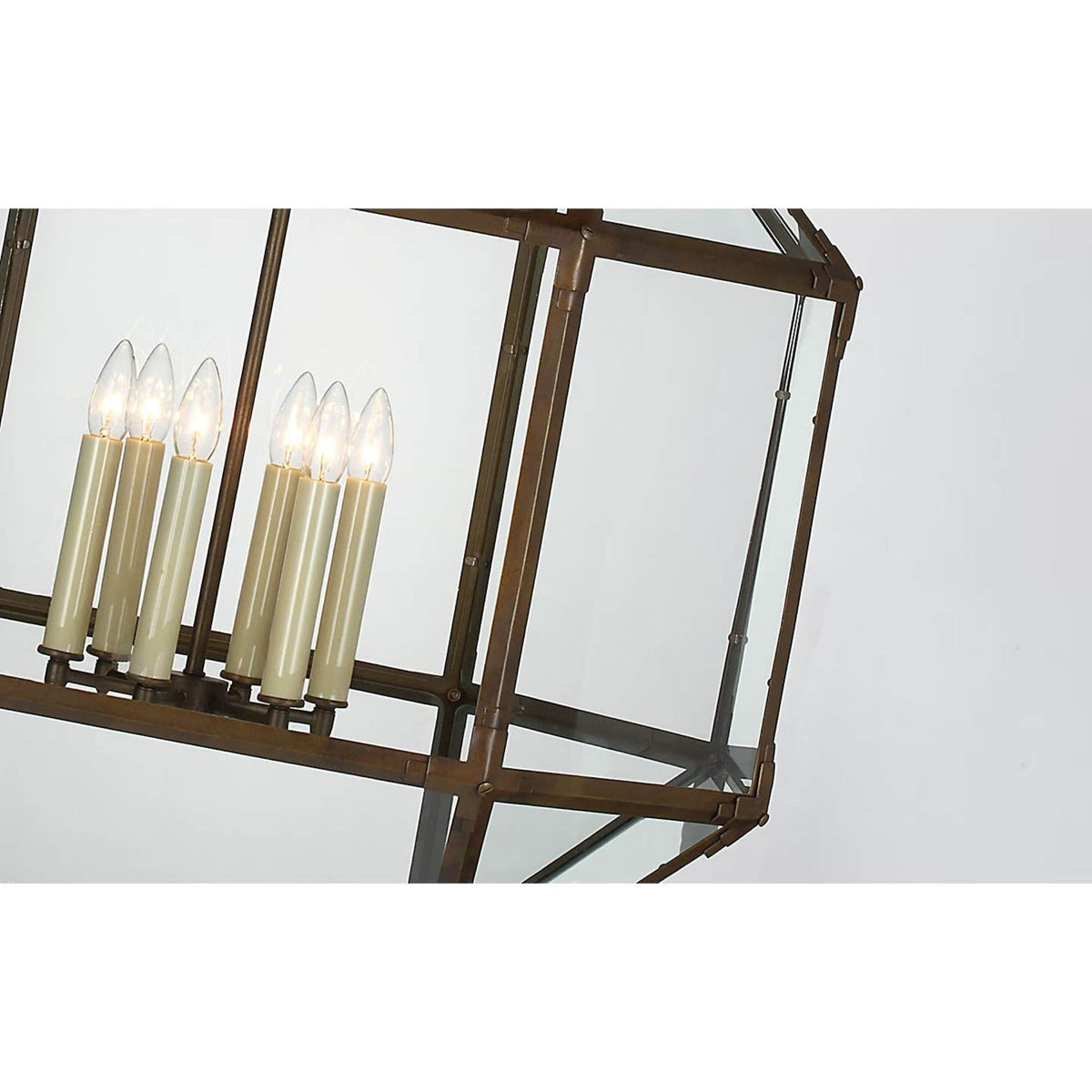Suzanne Kasler Morris Grande Lantern in Antique Zinc with Clear Glass W30.5" x H39.25"