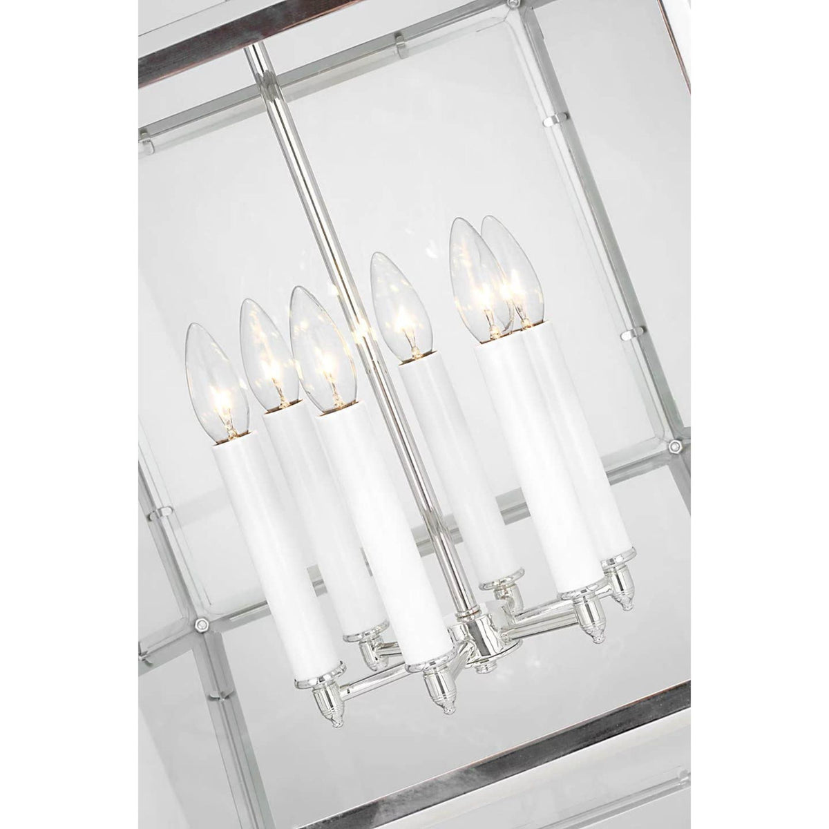 Suzanne Kasler Morris Grande Lantern in Polished Nickel with Clear Glass W30.5" x H39.25"