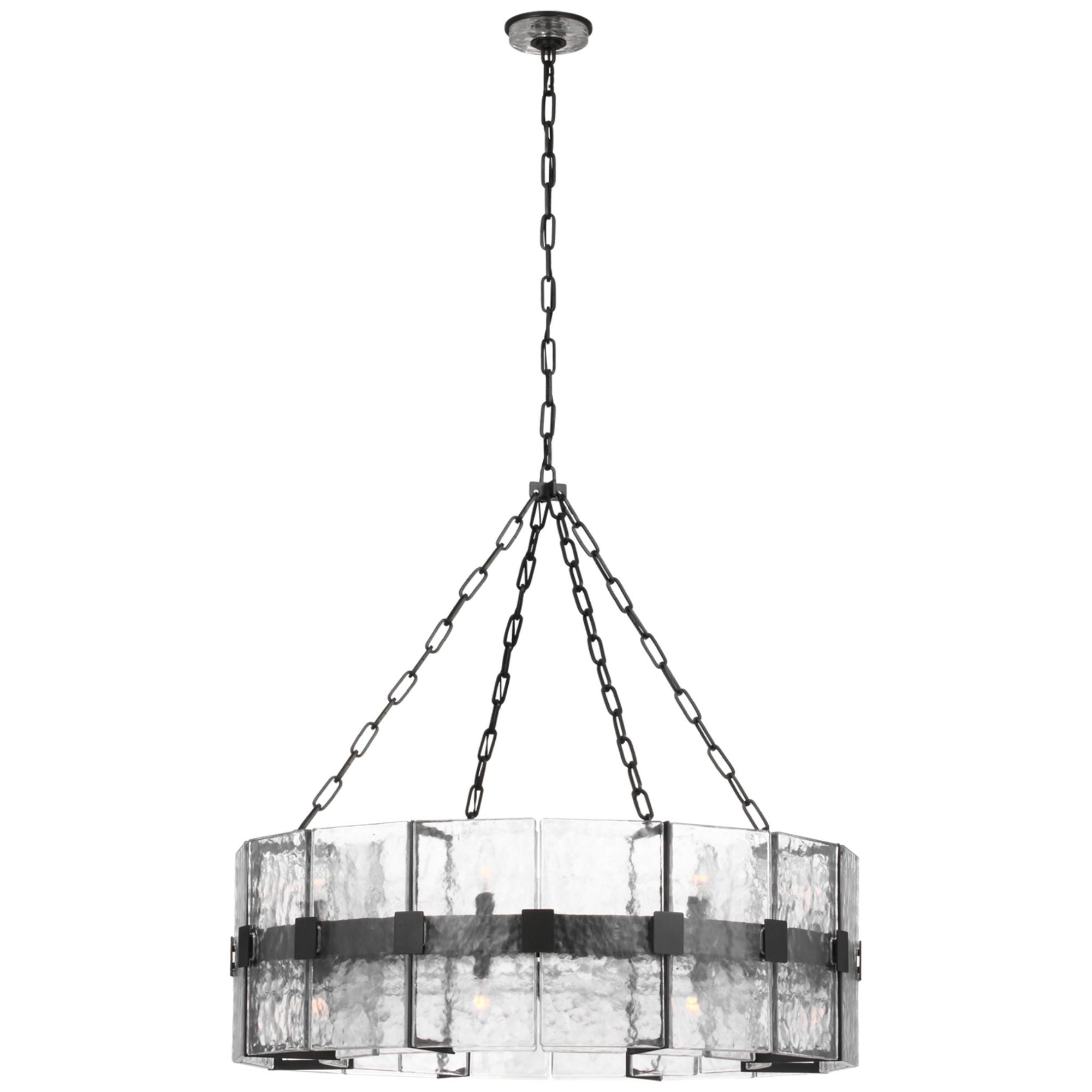 Suzanne Kasler Solera 37" Barrel Chandelier in Bronze with Clear Wavy Glass Ceiling Light W37.25" x H35.75"