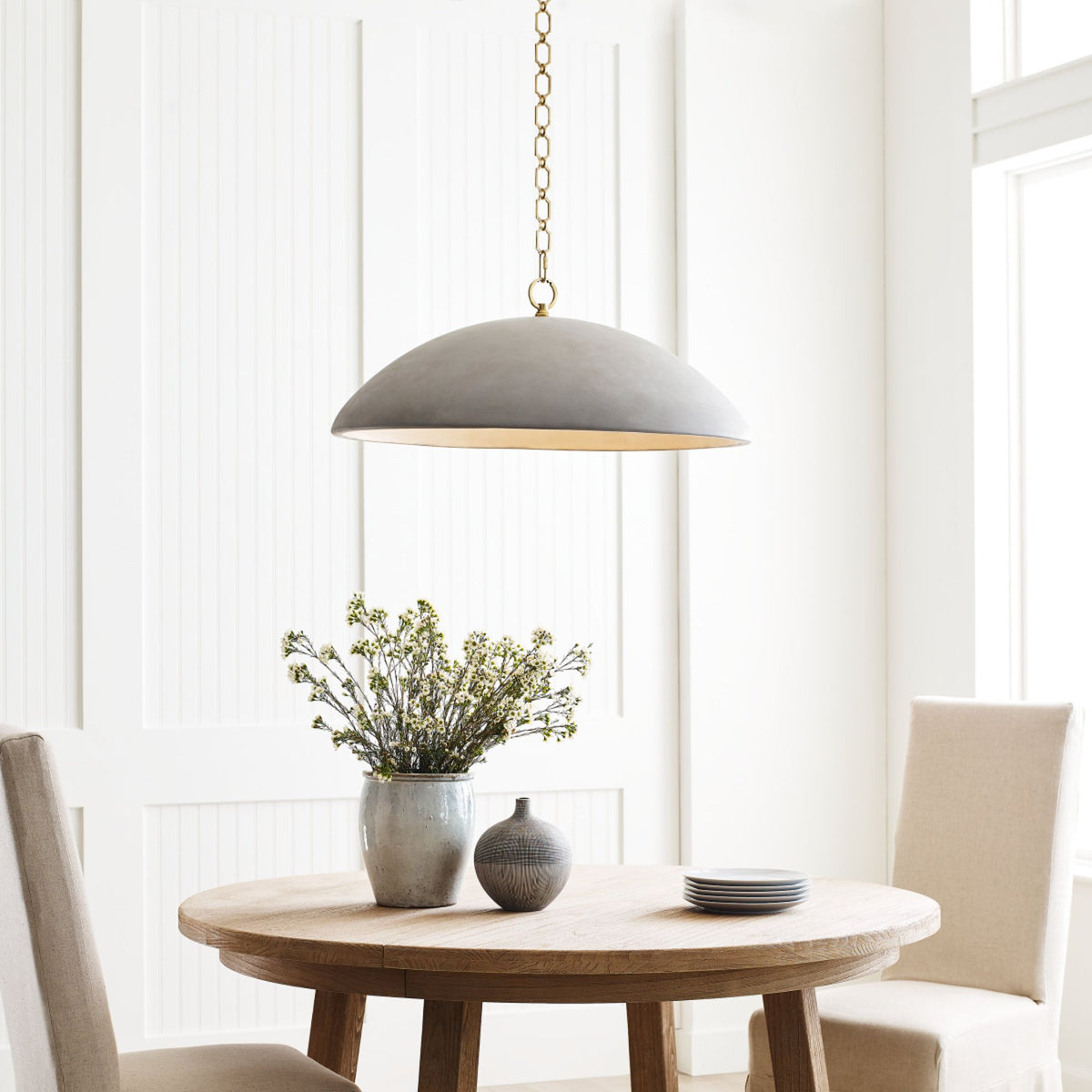 Suzanne Kasler Elliot Grande Pendant in Portland Gray W30" x H11.75"