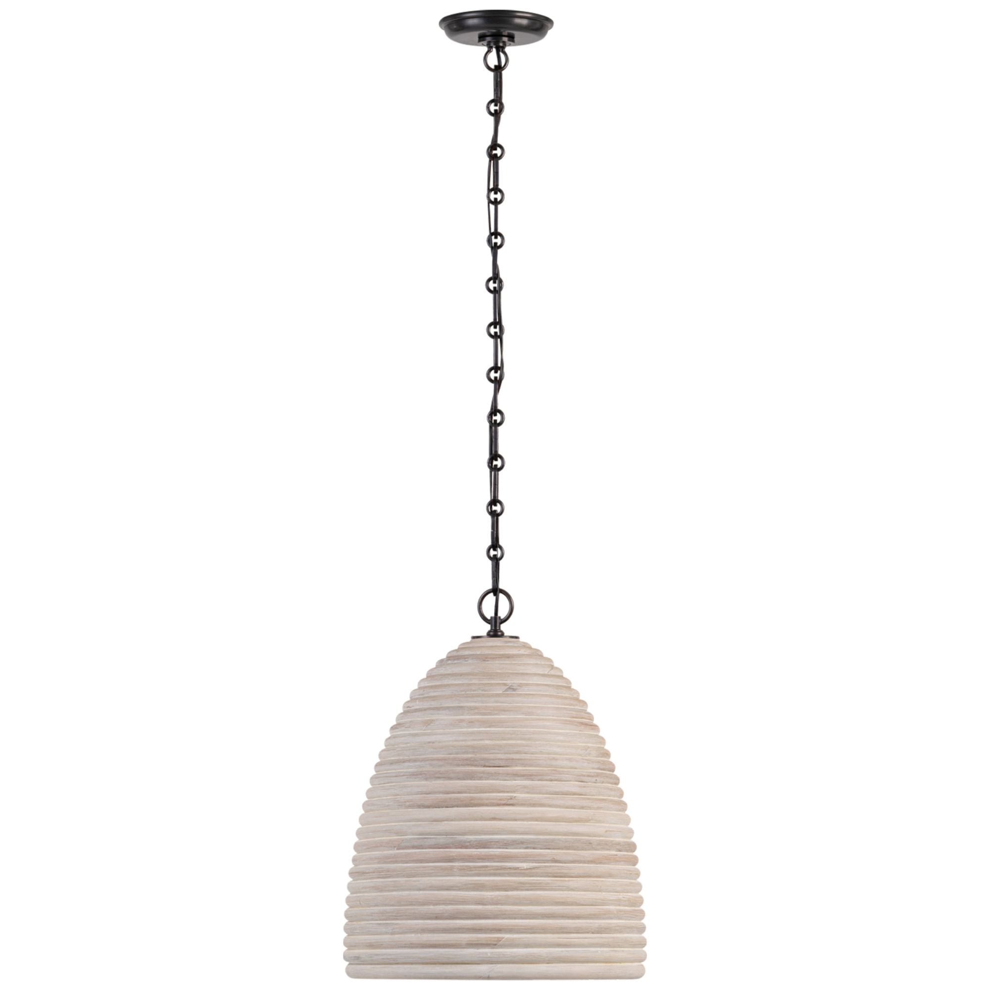 Suzanne Kasler Emerson 14" Pendant in Bronze with Ash Rattan Shade Ceiling Light W14" x H18.5"