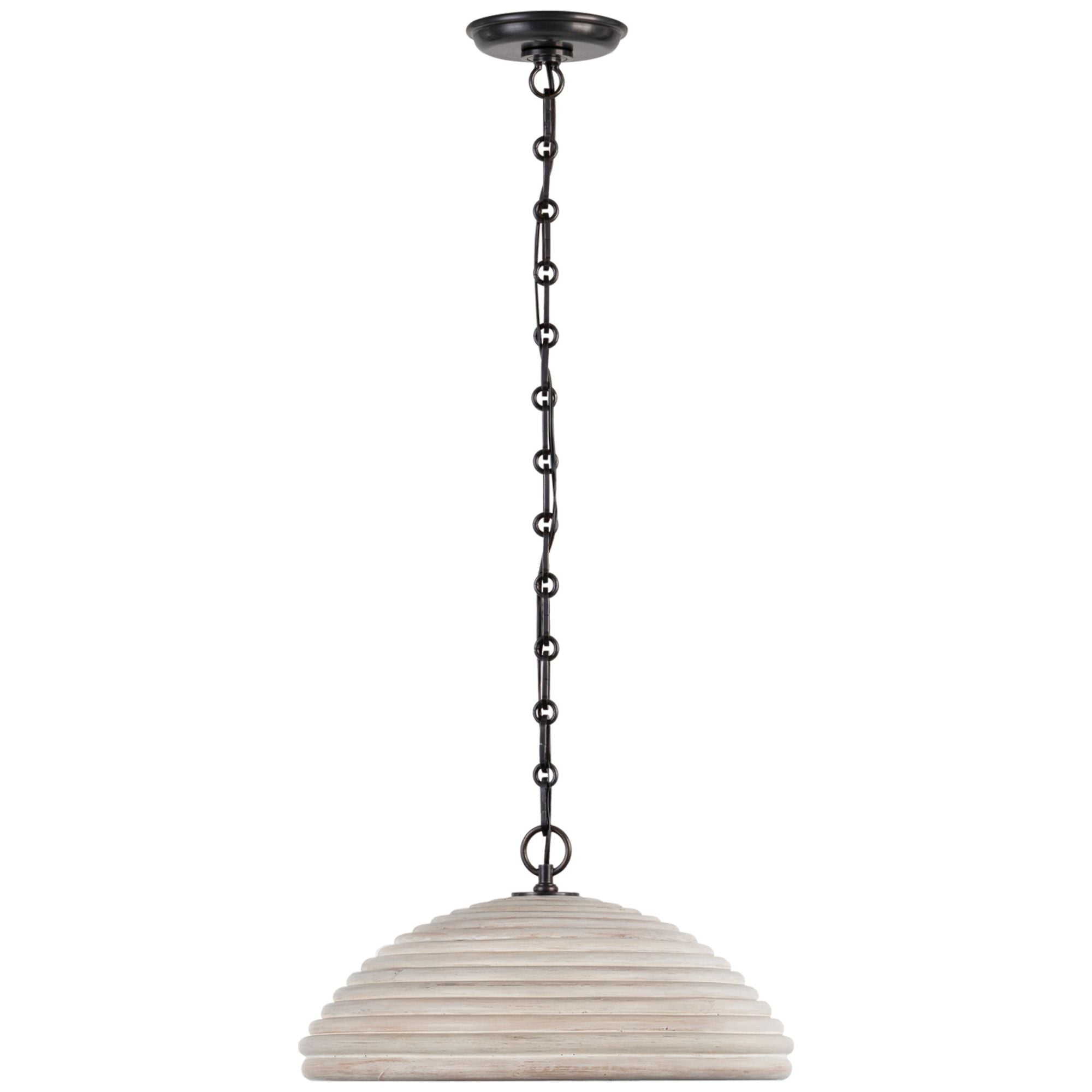 Suzanne Kasler Emerson 16" Pendant in Bronze with Ash Rattan Shade Ceiling Light W15.75" x H8.5"