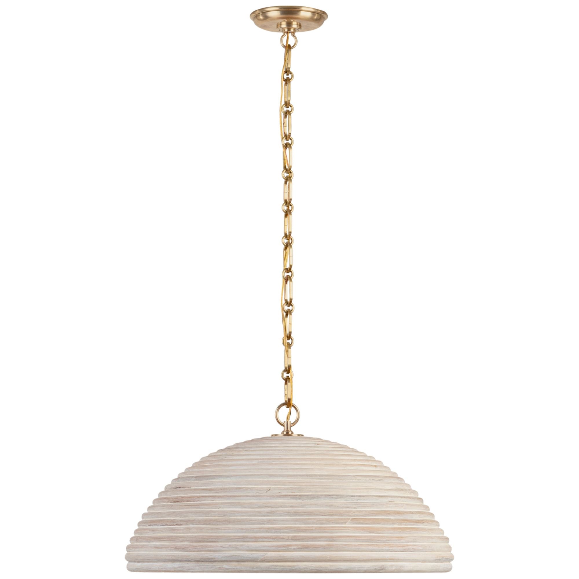 Suzanne Kasler Emerson 23" Pendant in Hand-Rubbed Antique Brass with Ash Rattan Shade Ceiling Light W22.75" x H11.75"
