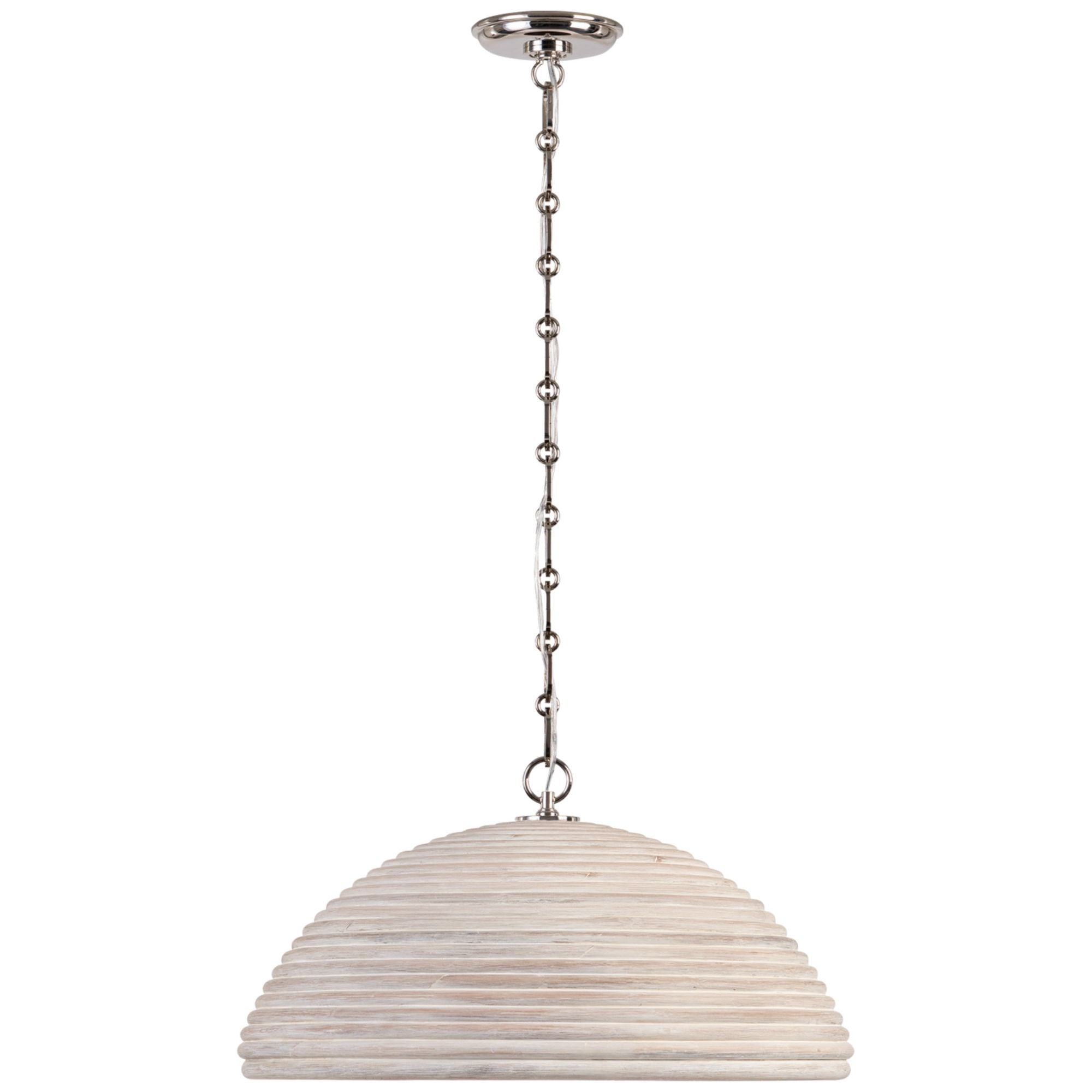 Suzanne Kasler Emerson 23" Pendant in Polished Nickel with Ash Rattan Shade Ceiling Light W22.75" x H11.75"