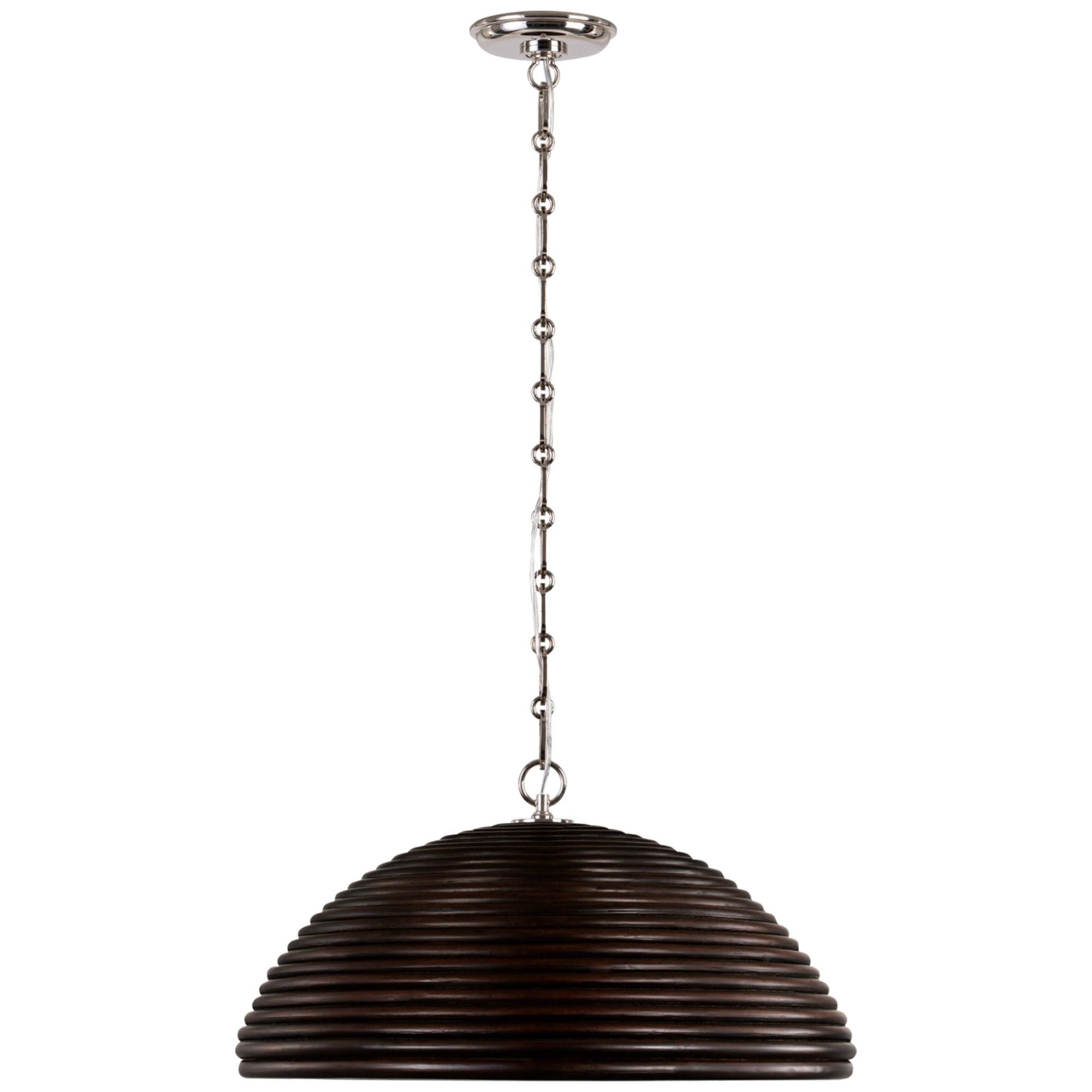 Suzanne Kasler Emerson 23" Pendant in Polished Nickel with Espresso Rattan Shade Ceiling Light W22.75" x H11.75"