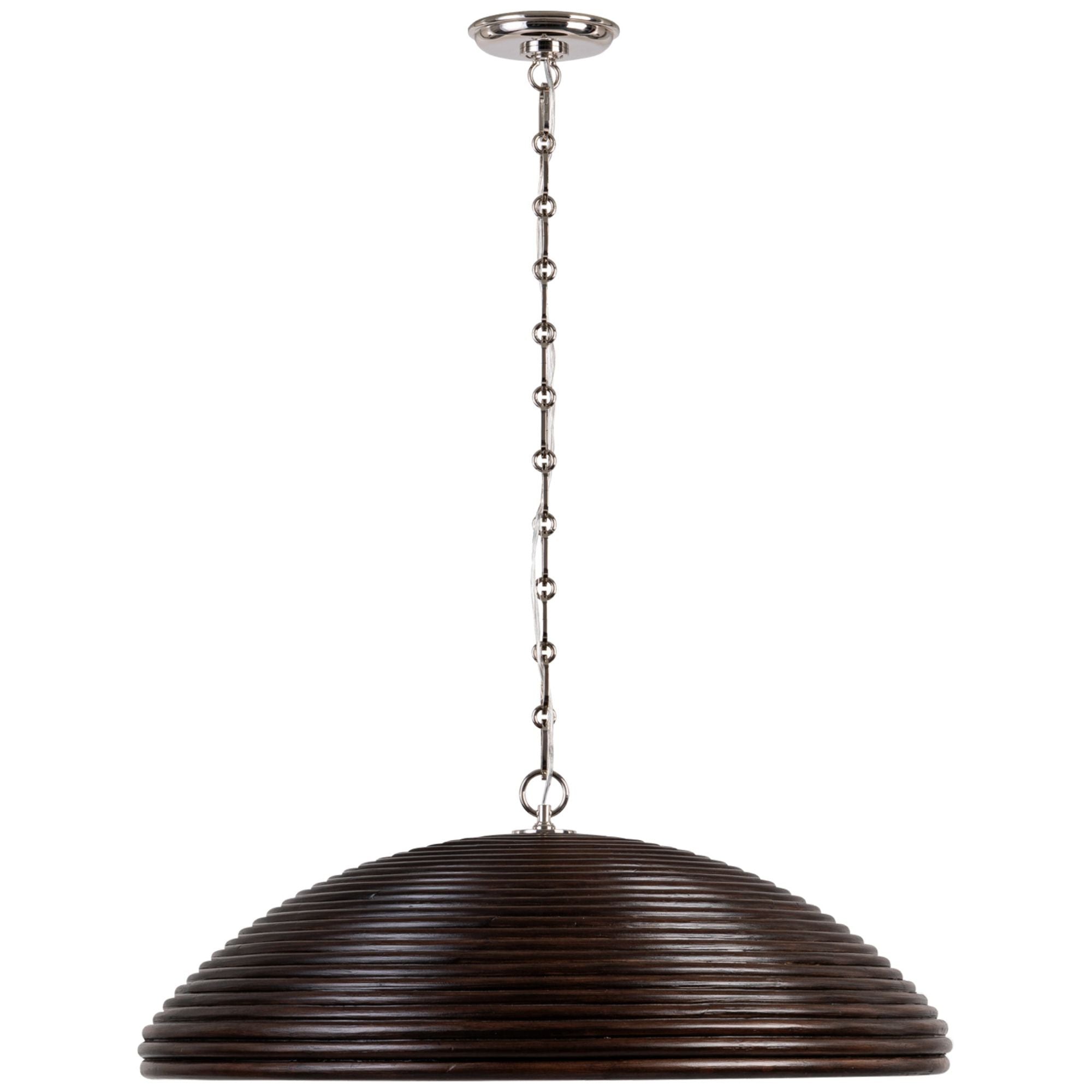 Suzanne Kasler Emerson 29" Pendant in Polished Nickel with Espresso Rattan Shade Ceiling Light W29.25" x H11"