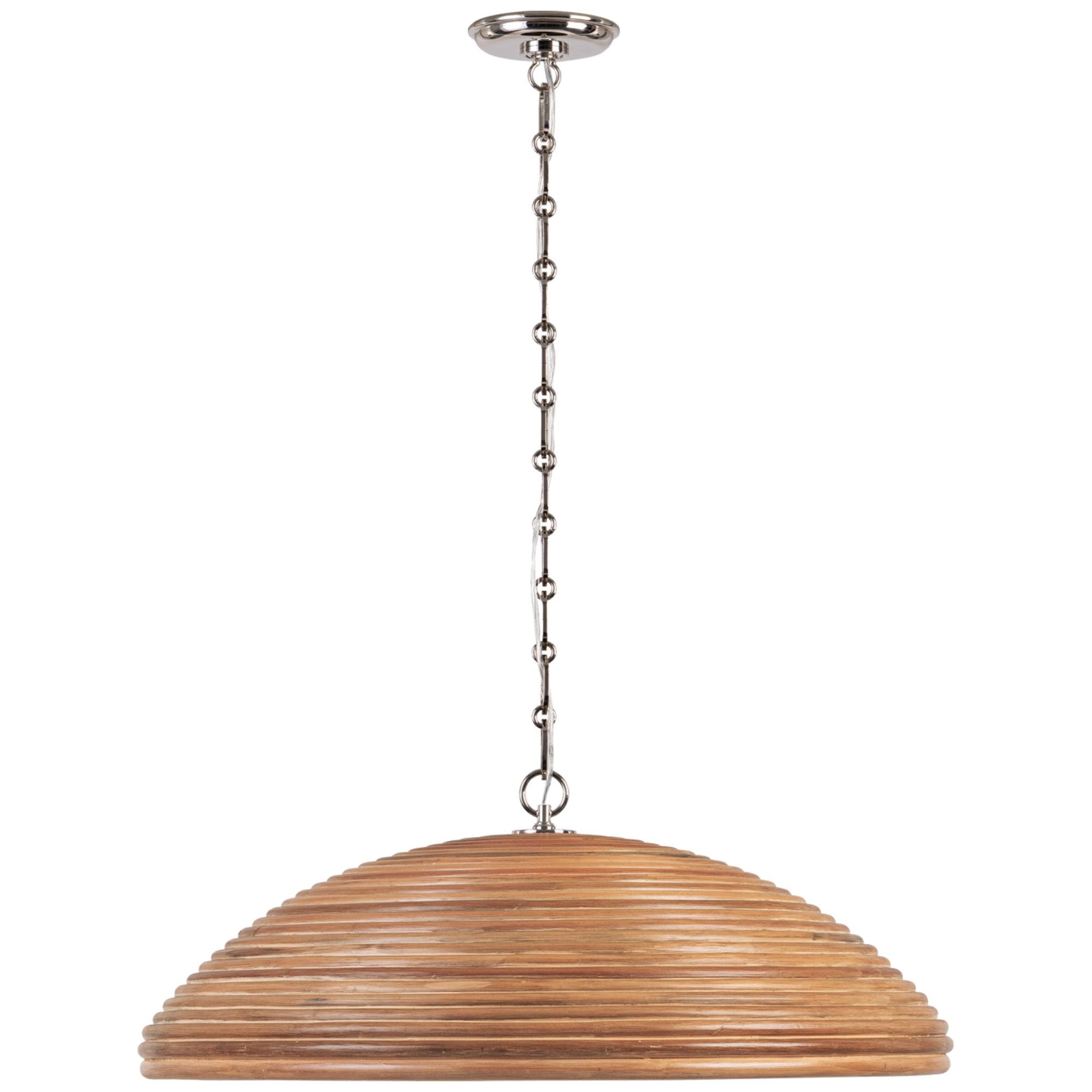 Suzanne Kasler Emerson 29" Pendant in Polished Nickel with Natural Rattan Shade Ceiling Light W29.25" x H11"