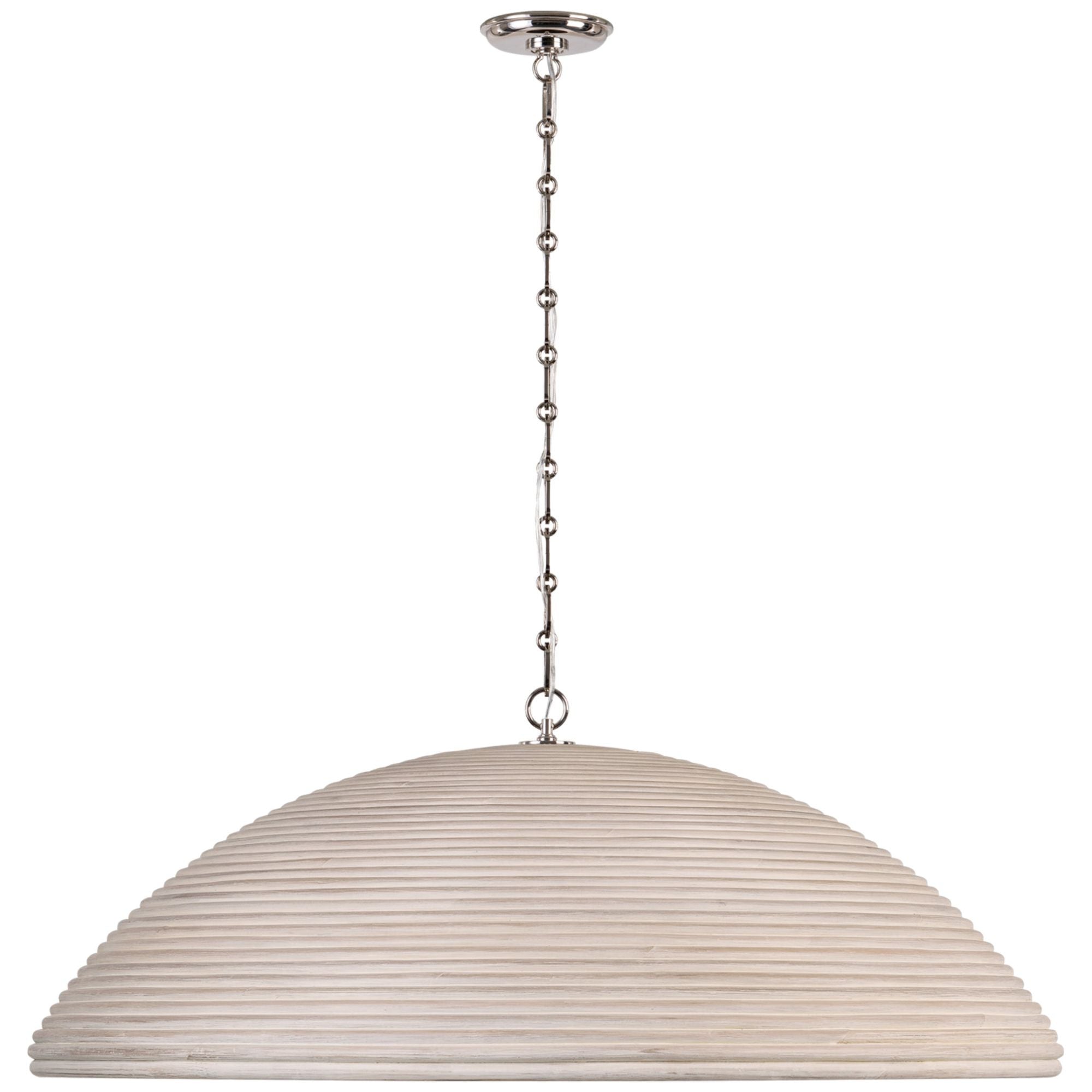 Suzanne Kasler Emerson 42" Pendant in Polished Nickel with Ash Rattan Shade Ceiling Light W42.25" x H16"