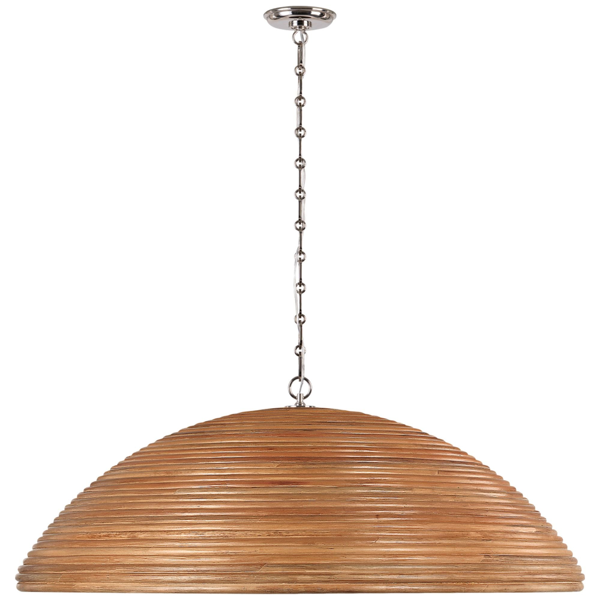 Suzanne Kasler Emerson 42" Pendant in Polished Nickel with Natural Rattan Shade Ceiling Light W42.25" x H16"
