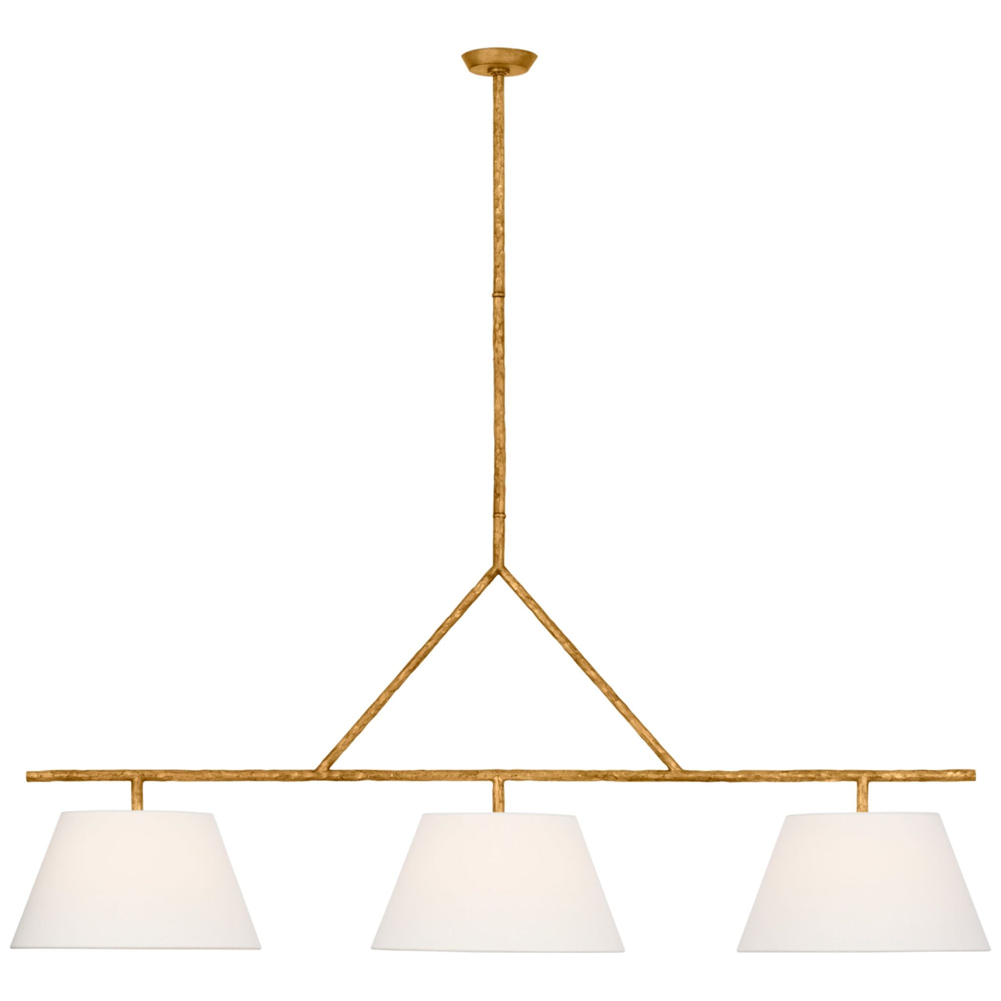 Suzanne Kasler Collette 70" Linear Chandelier in Gilded Iron with Linen Shades Ceiling Light W70"