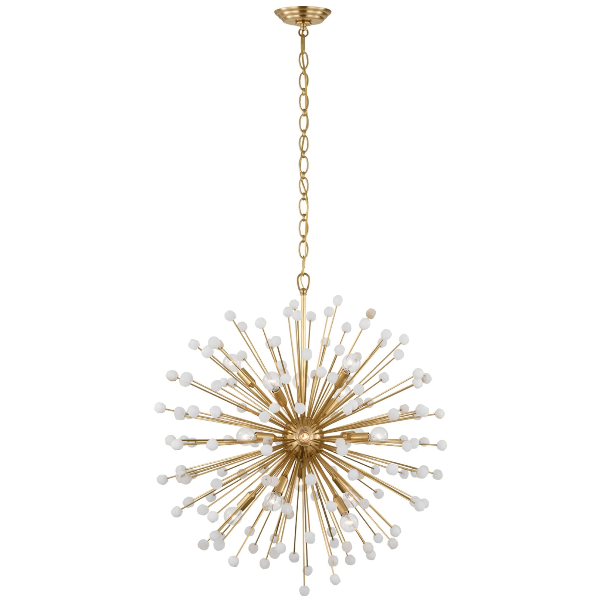 Suzanne Kasler Lys 31" Chandelier in Hand-Rubbed Antique Brass and Alabaster Ceiling Light W31.25" x H32.75"