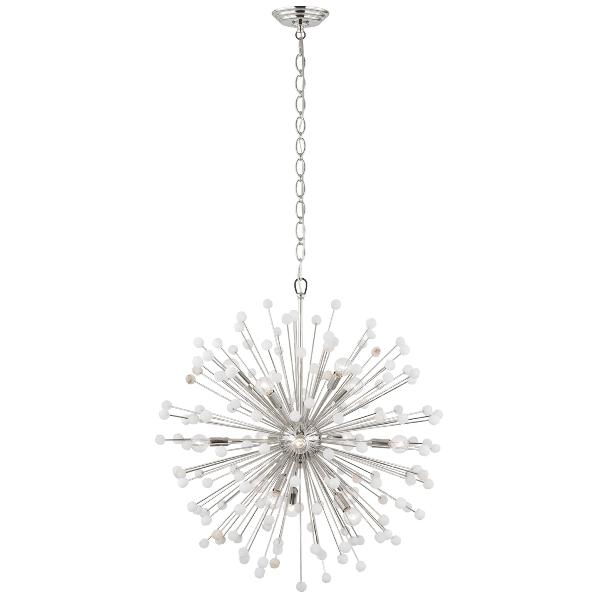 Suzanne Kasler Lys 31" Chandelier in Polished Nickel and Alabaster Ceiling Light W31.25" x H32.75"