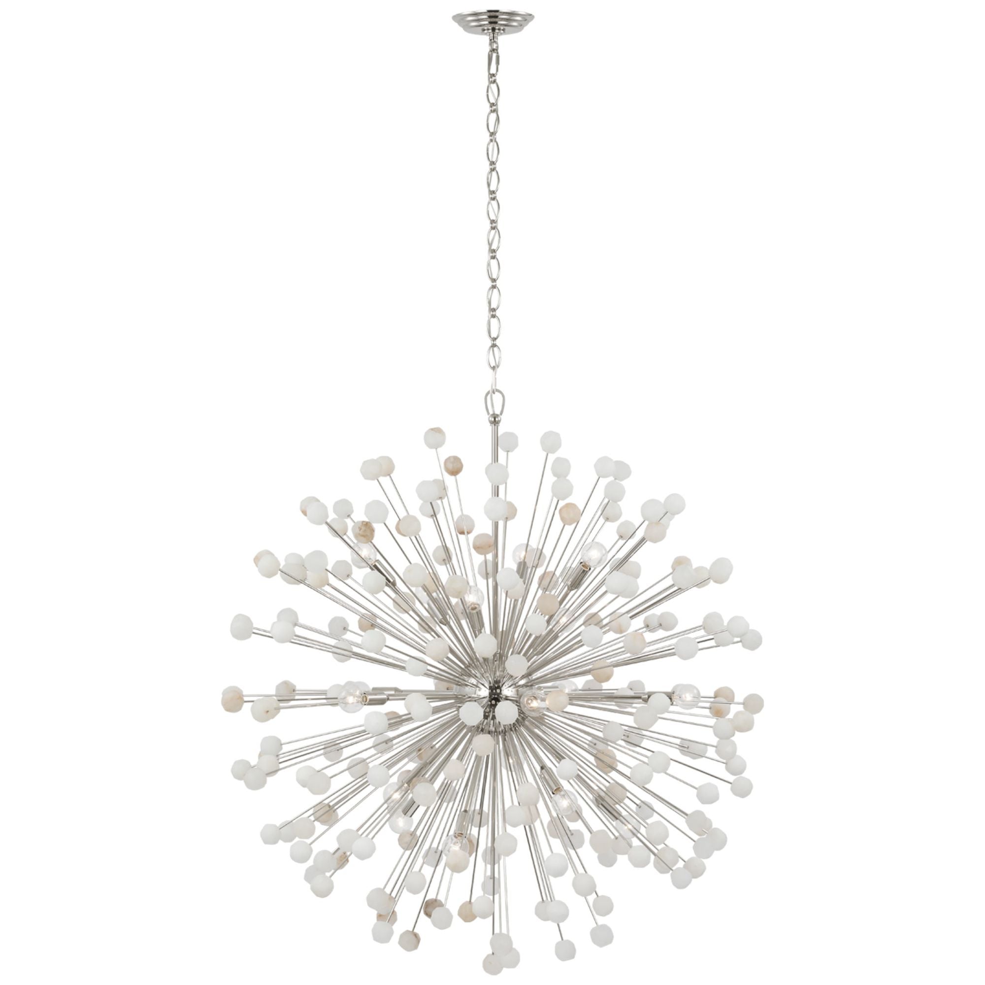 Suzanne Kasler Lys 41" Chandelier in Polished Nickel and Alabaster Ceiling Light W41.5" x H43.5"