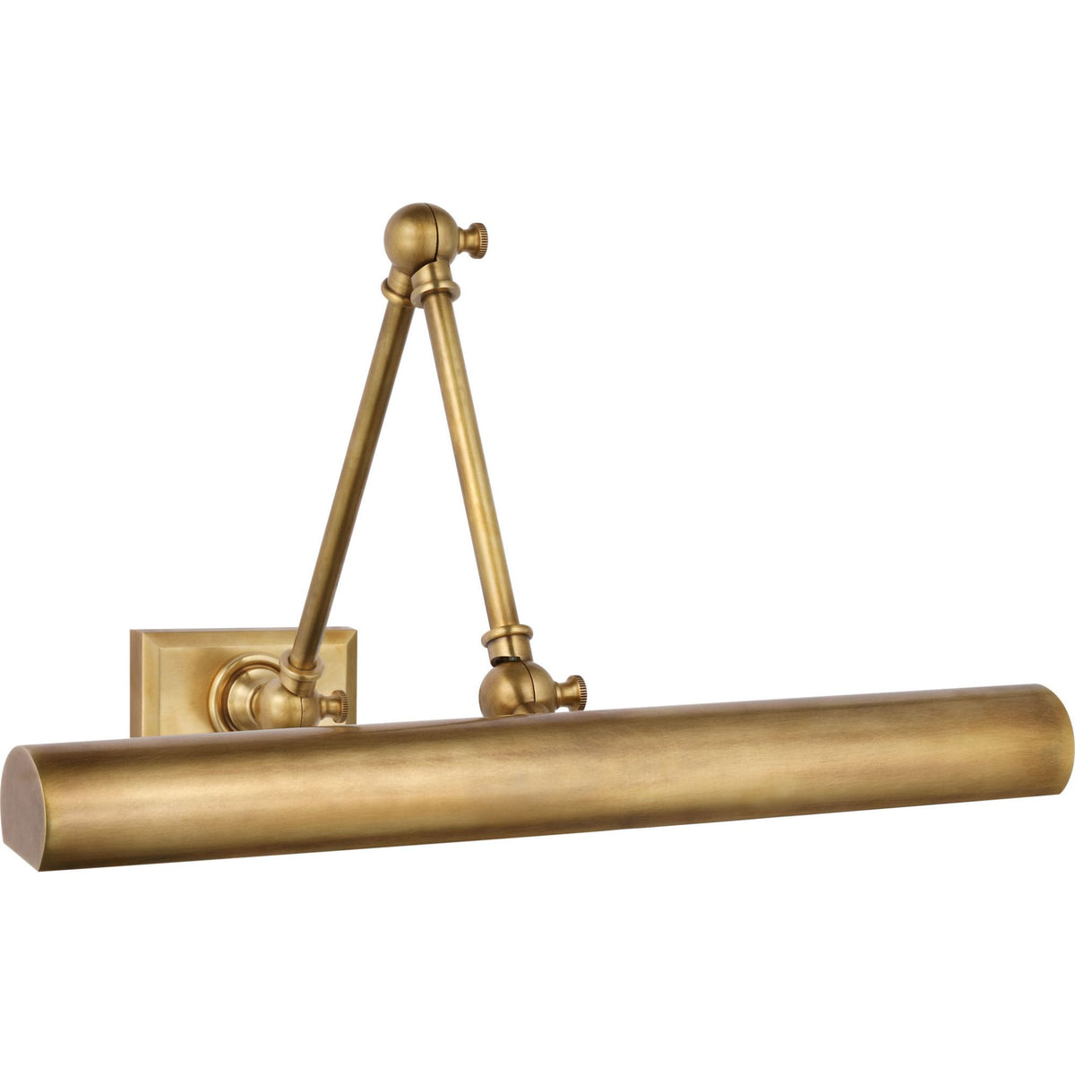 Chapman & Myers Cabinet Maker 18" Double Library Light in Hand-Rubbed Antique Brass W18" x H5.75" - 12.25" x E13.25" - 22.75"