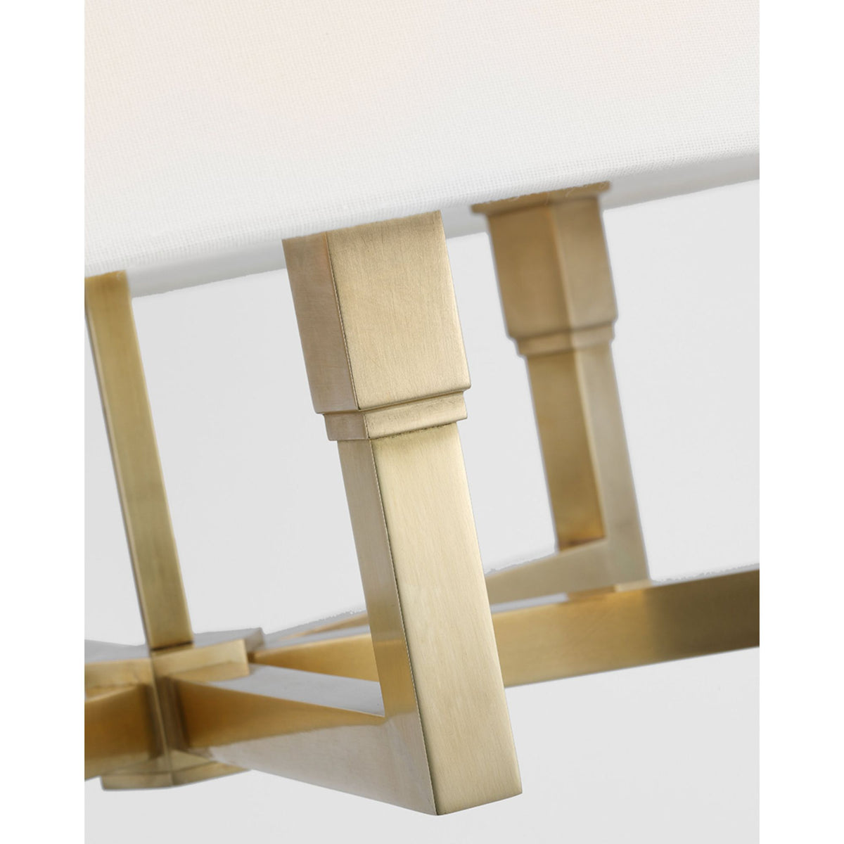 Chapman & Myers Square Tube Hanging Shade in Hand-Rubbed Antique Brass with Linen Shade W24" x H21"