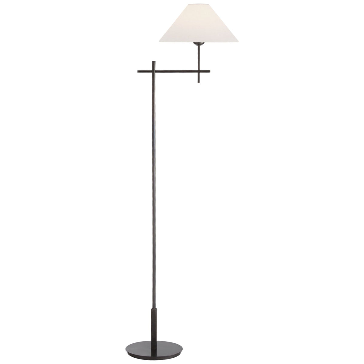 J. Randall Powers Hackney Bridge Arm Floor Lamp in Bronze with Linen Shade W11.75" x H52.5" x E17"