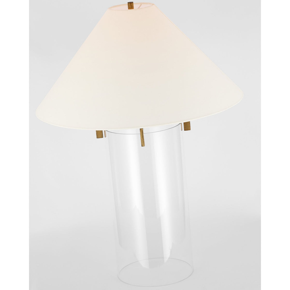 J. Randall Powers Brooks Table Lamp in Crystal and Gilded Iron with Linen Shade W23" x H29.25" - 31.75"