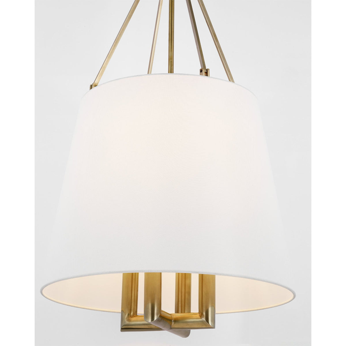 J. Randall Powers Dalston Hanging Shade in Hand-Rubbed Antique Brass with Linen Shade W21" x H34.25"