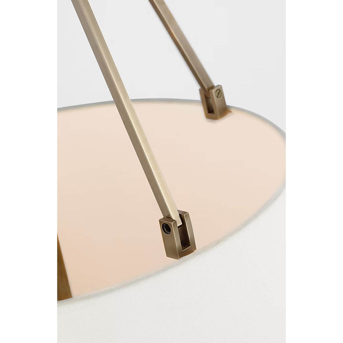 J. Randall Powers Dalston Hanging Shade in Hand-Rubbed Antique Brass with Linen Shade W21" x H34.25"