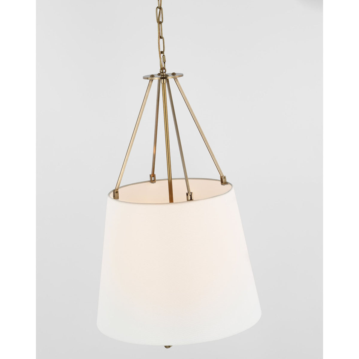 J. Randall Powers Dalston Hanging Shade in Hand-Rubbed Antique Brass with Linen Shade W21" x H34.25"