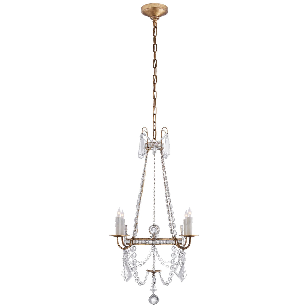 J. Randall Powers Sharon Small Chandelier in Gilded Iron with Crystal Trim W24" x H36"