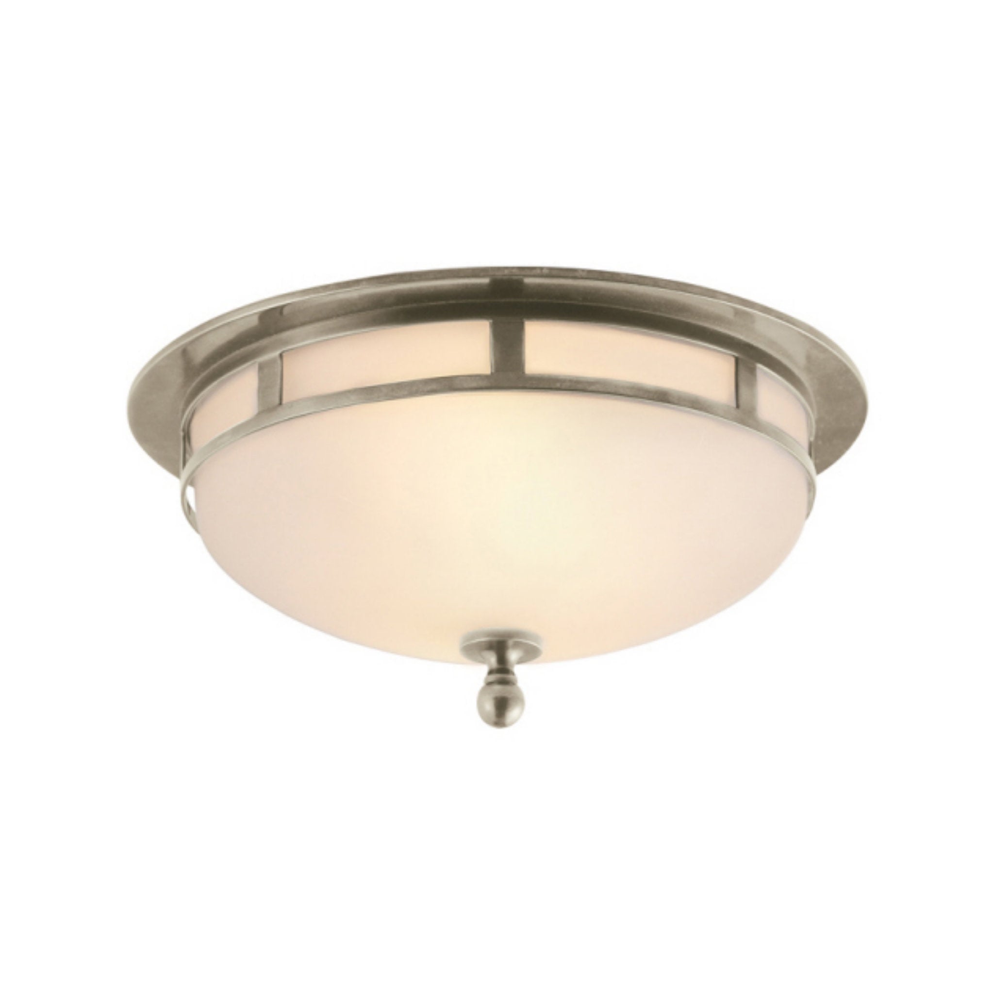 Visual Comfort Openwork Small Flush Mount in Antique Nickel with Frosted Glass Open Box