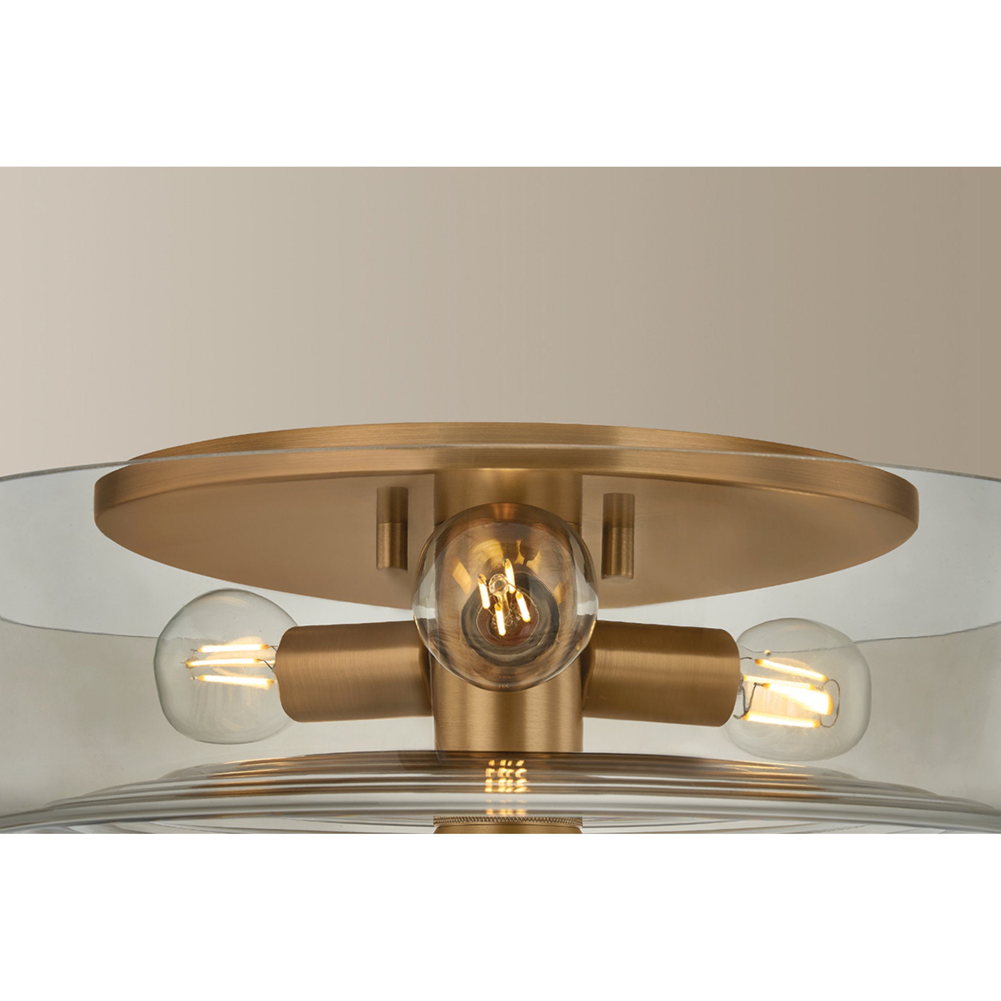Theodore 3-Light Flush Mount in Patina Brass 16W x 4.5H