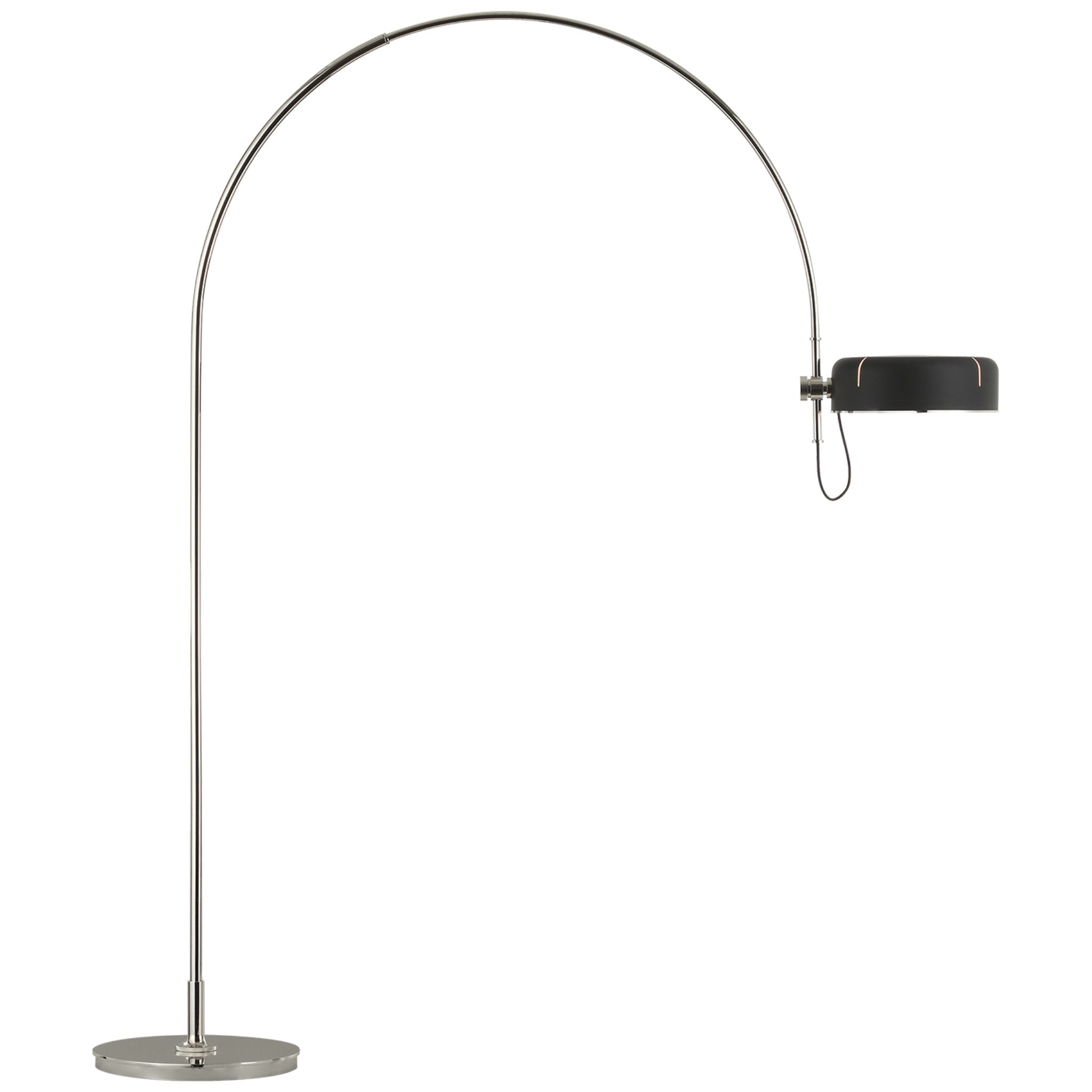 Thomas O'Brien Oso 75" Arc Reading Floor Lamp in Polished Nickel with Matte Black Shade W14.75" x H74.75"