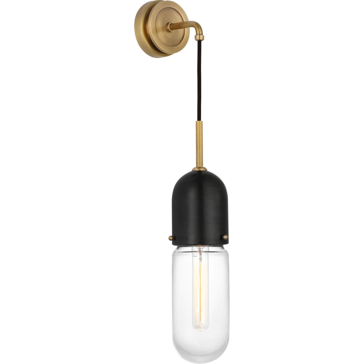 Thomas O'Brien Junio Wall Light in Bronze and Brass with Clear Glass W4.25" x H26" x E6.75"