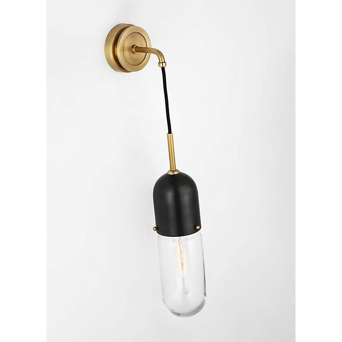 Thomas O'Brien Junio Wall Light in Bronze and Brass with Clear Glass W4.25" x H26" x E6.75"