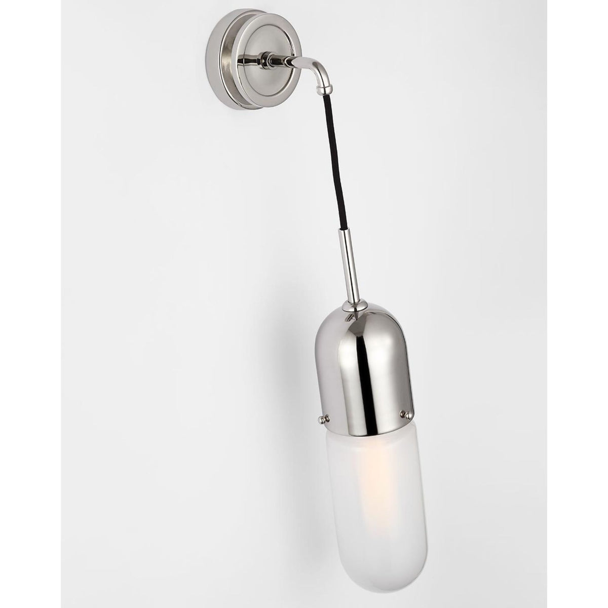 Thomas O'Brien Junio Wall Light in Polished Nickel with Frosted Glass W4.25" x H26" x E6.75"
