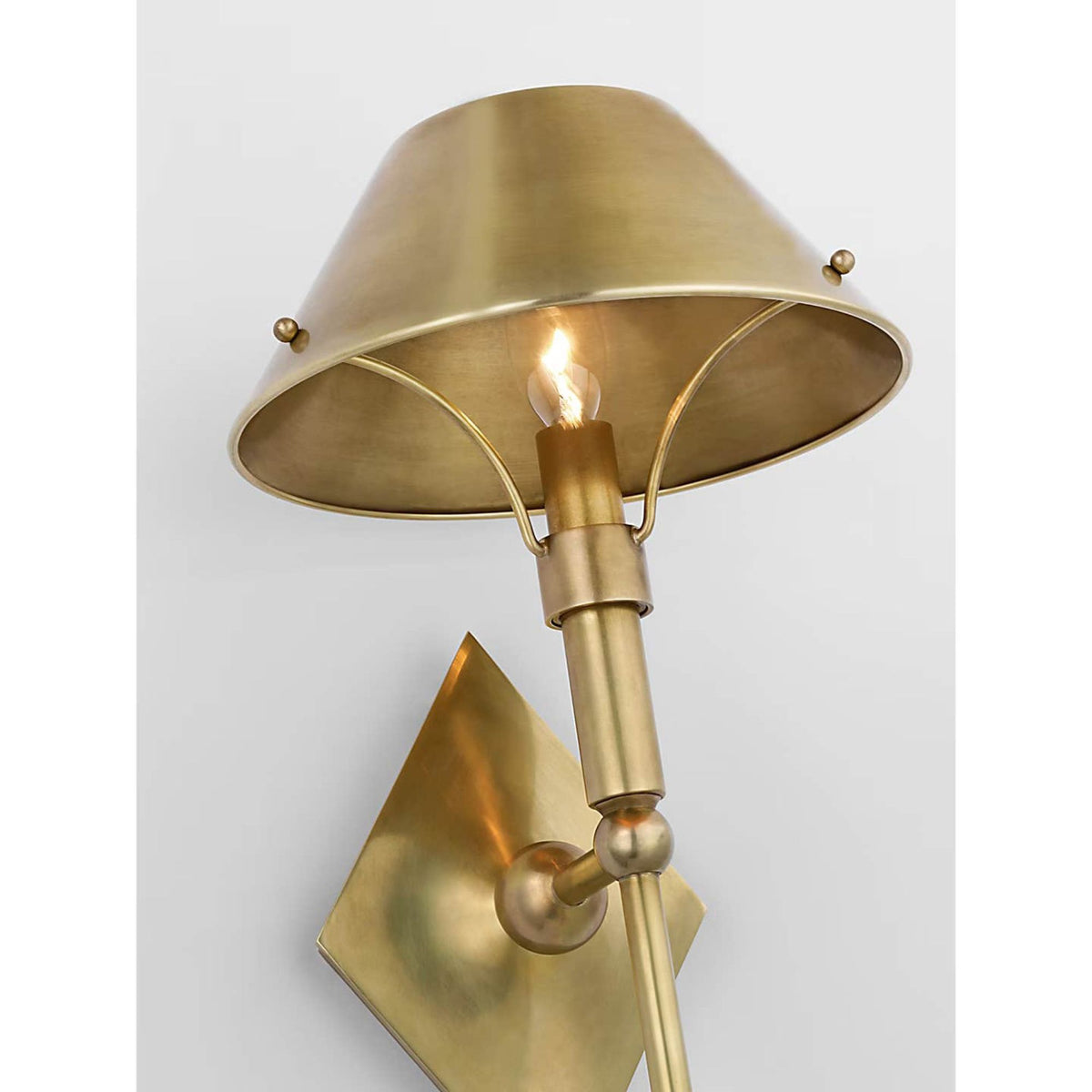 Thomas O'Brien Turlington XL Sconce in Hand-Rubbed Antique Brass with Hand-Rubbed Antique Brass Shade W8.75" x H30" x E9.75"