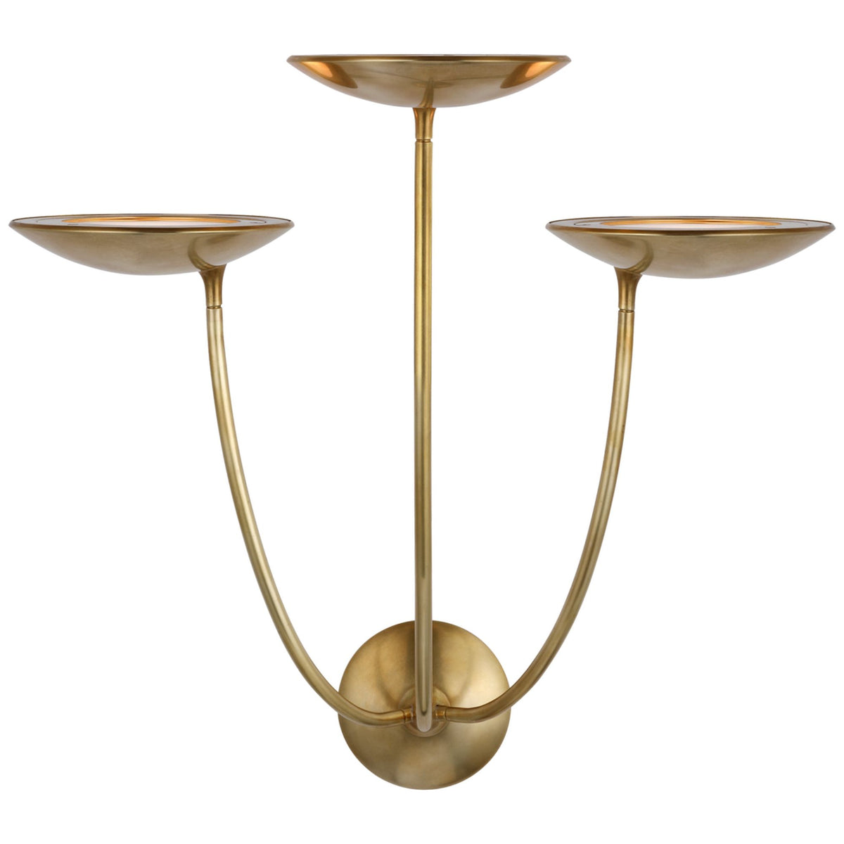 Thomas O'Brien Keira Large Triple Sconce in Hand-Rubbed Antique Brass W22" x H23" x E13.25"