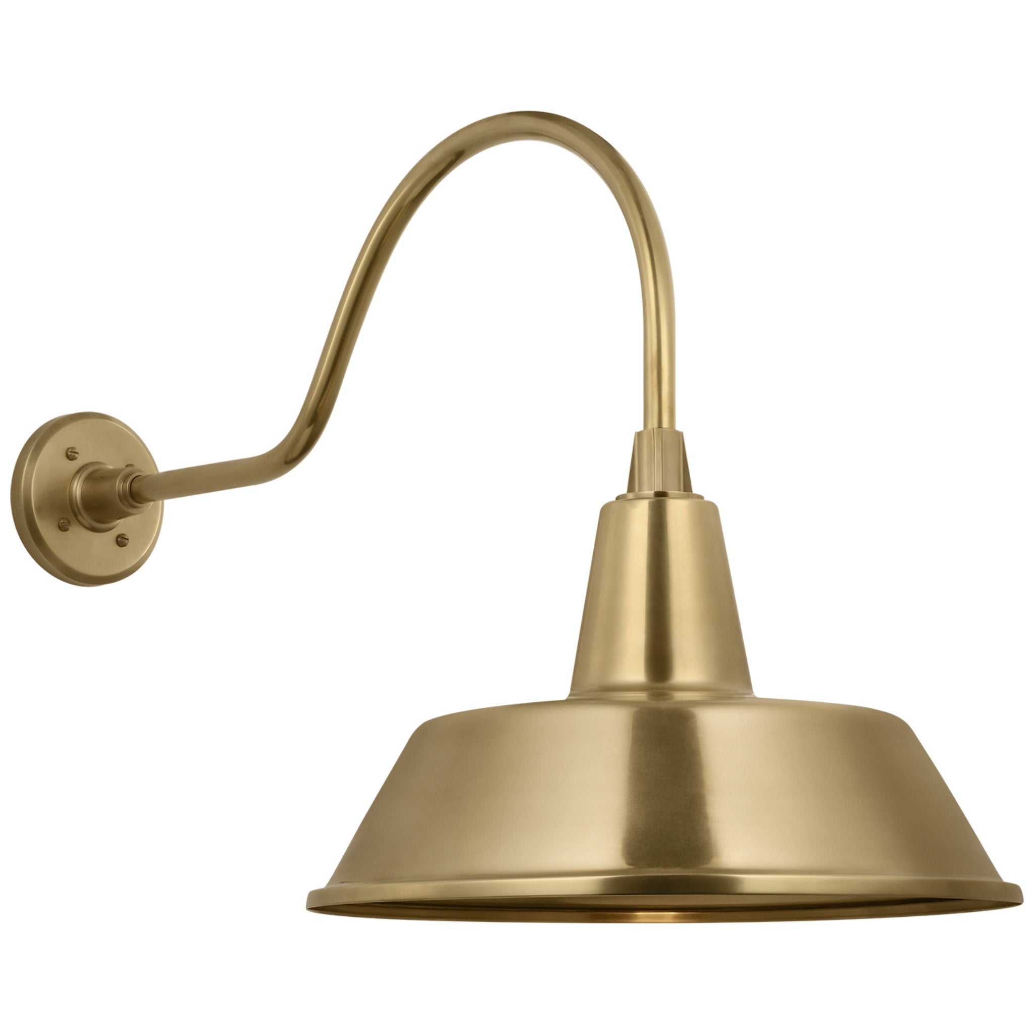 Thomas O'Brien Academy 23" Flynn Barn Light in Hand-Rubbed Antique Brass with 16" Bowers Shade Outdoor Lighting W16" x H19"