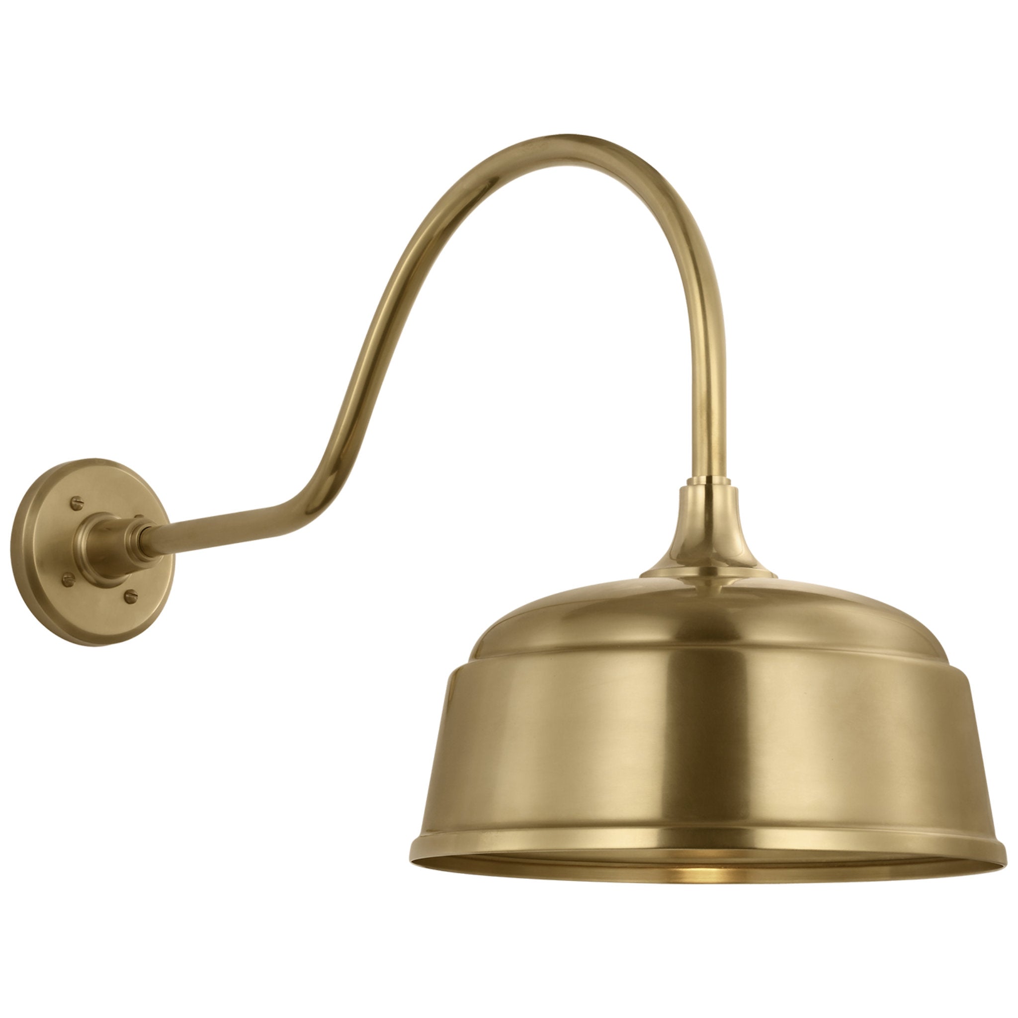 Thomas O'Brien Academy 23" Flynn Barn Light in Hand-Rubbed Antique Brass with 12.5" Rockhouse Shade Outdoor Lighting W12.5" x H16.5"