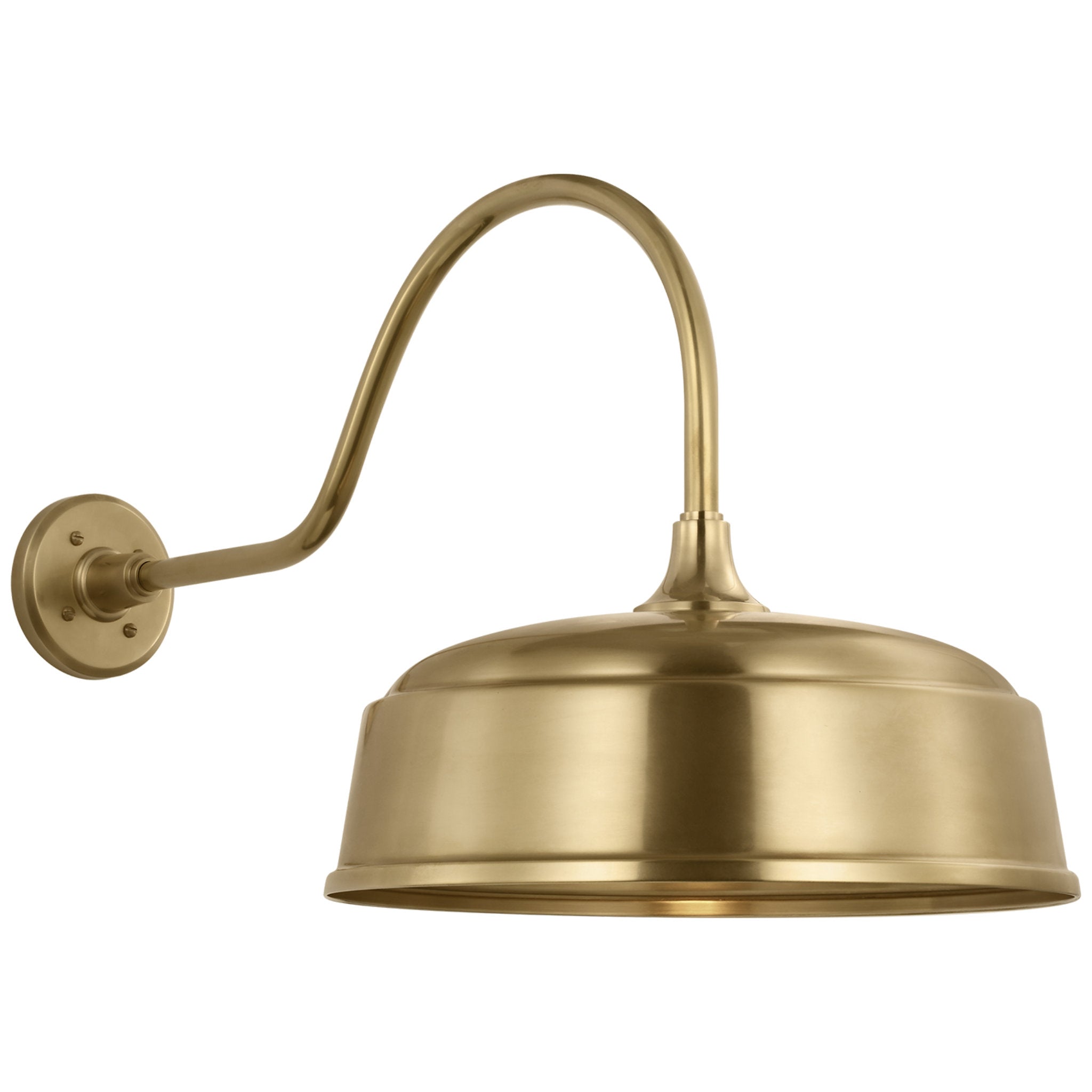 Thomas O'Brien Academy 23" Flynn Barn Light in Hand-Rubbed Antique Brass with 16" Rockhouse Shade Outdoor Lighting W16" x H16.5"
