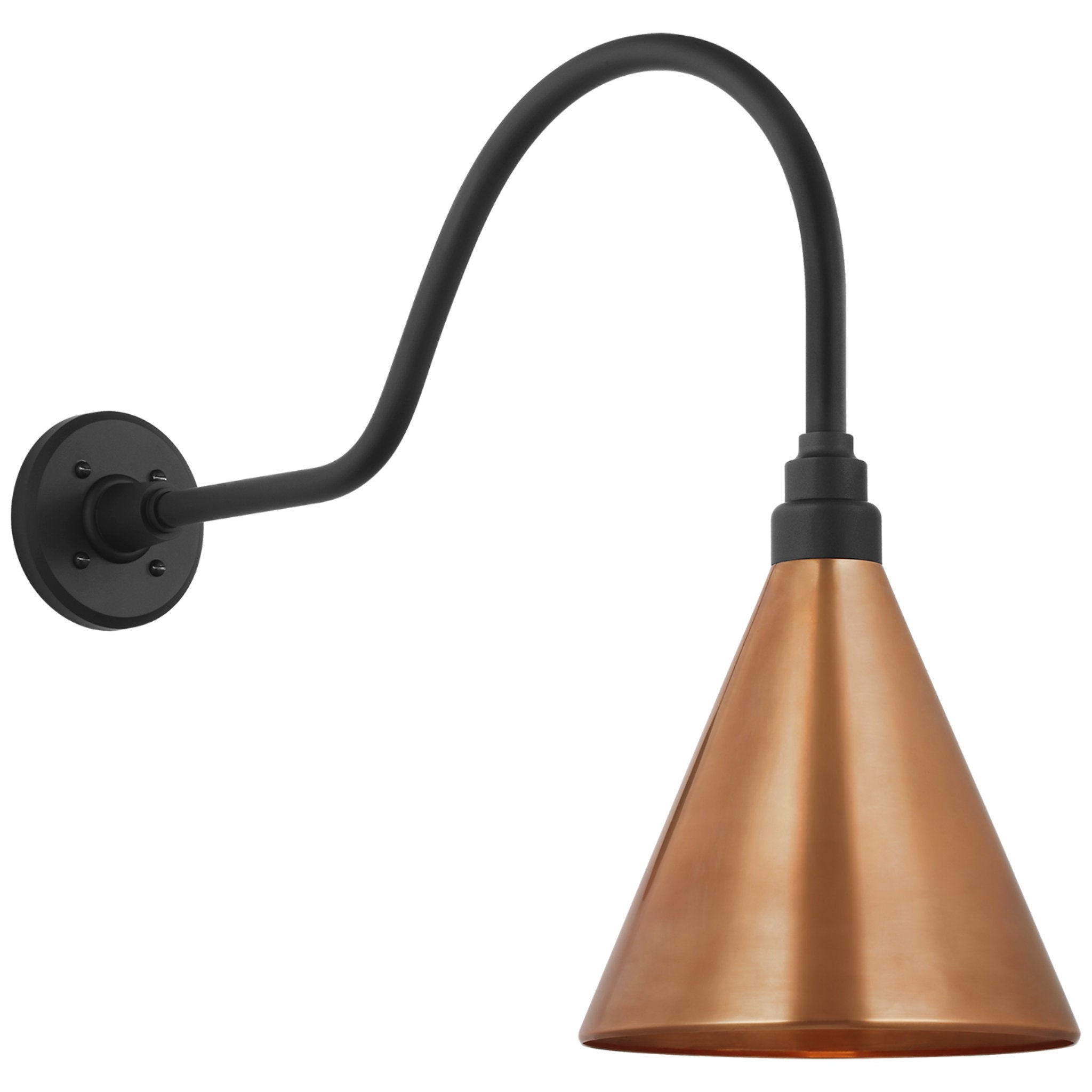 Thomas O'Brien Academy 23" Flynn Barn Light in Matte Black with 9" Soft Copper Conical Savannah Shade Outdoor Lighting W9" x H19.25"