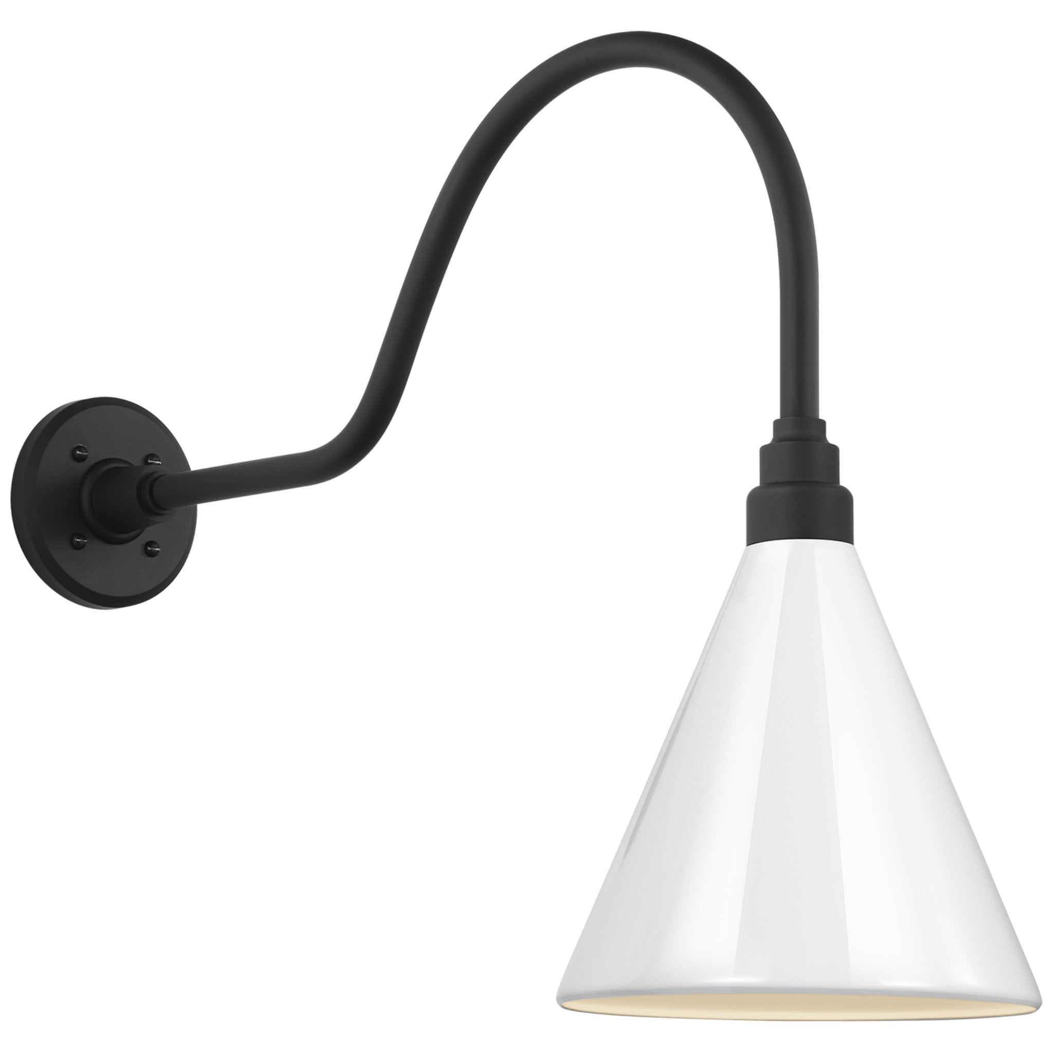 Thomas O'Brien Academy 23" Flynn Barn Light in Matte Black with 9" White Conical Savannah Shade Outdoor Lighting W9" x H19.25"