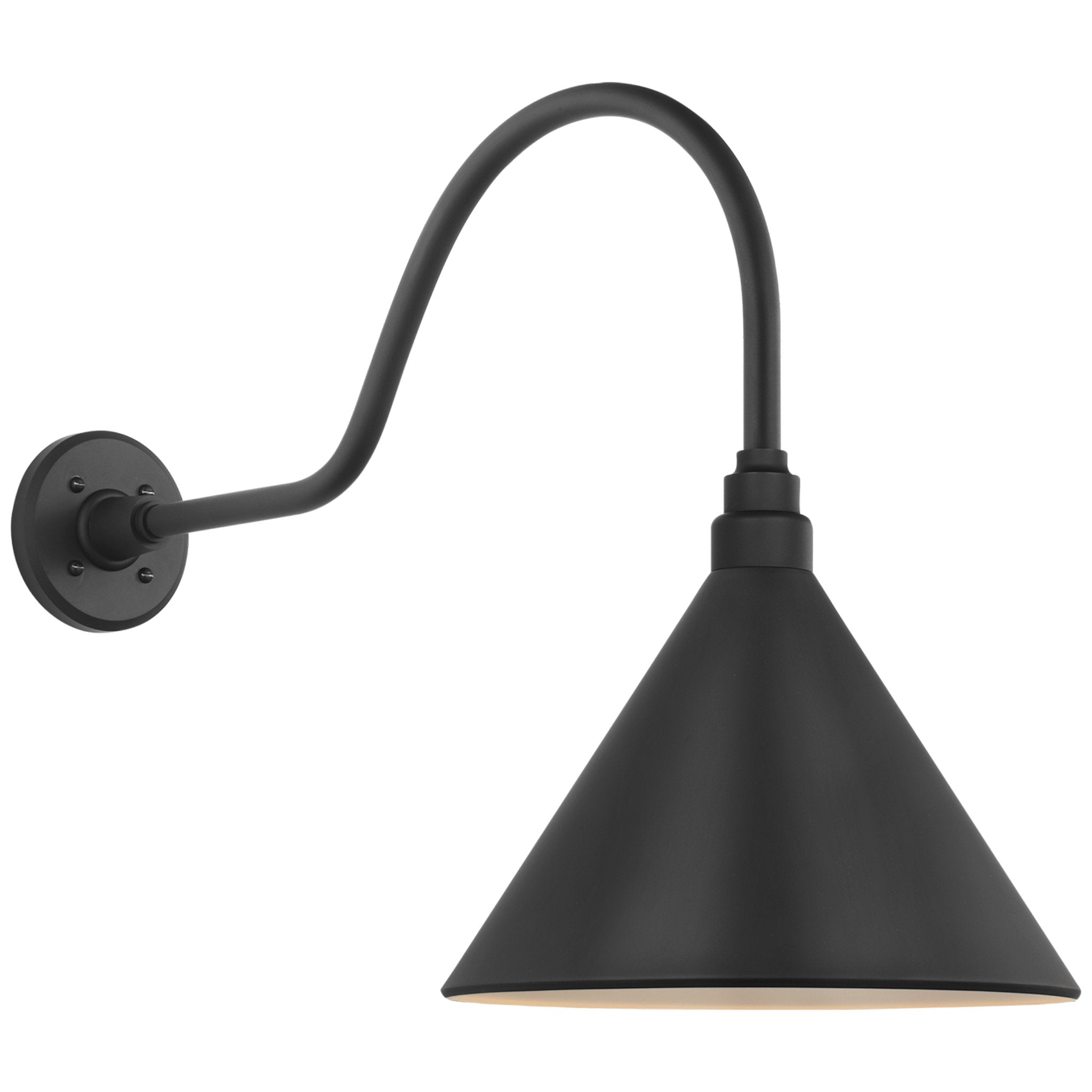 Thomas O'Brien Academy 23" Flynn Barn Light in Matte Black with 12.5" Conical Savannah Shade Outdoor Lighting W12.5" x H19.25"
