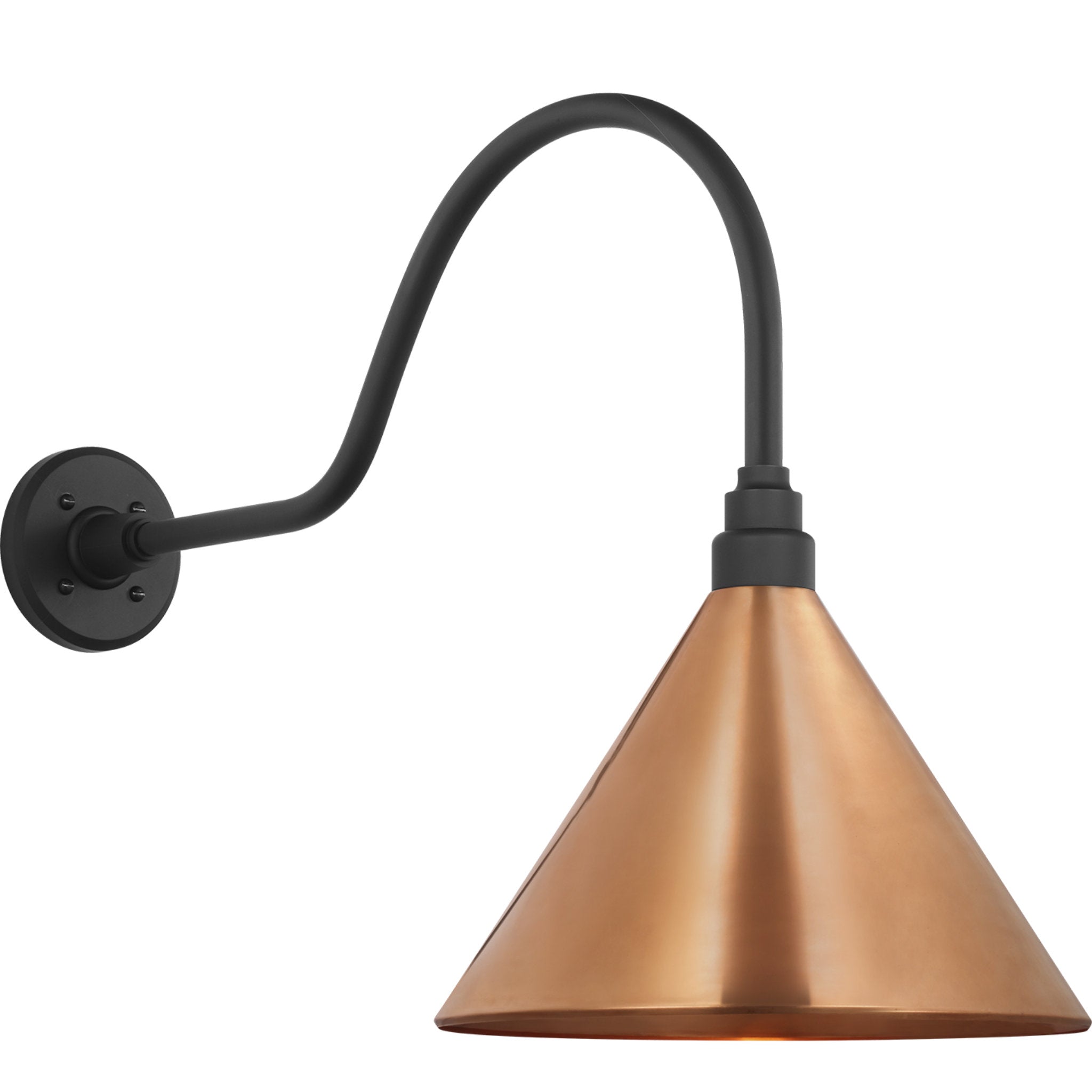 Thomas O'Brien Academy 23" Flynn Barn Light in Matte Black with 12.5" Soft Copper Conical Savannah Shade Outdoor Lighting W12.5" x H19.25"