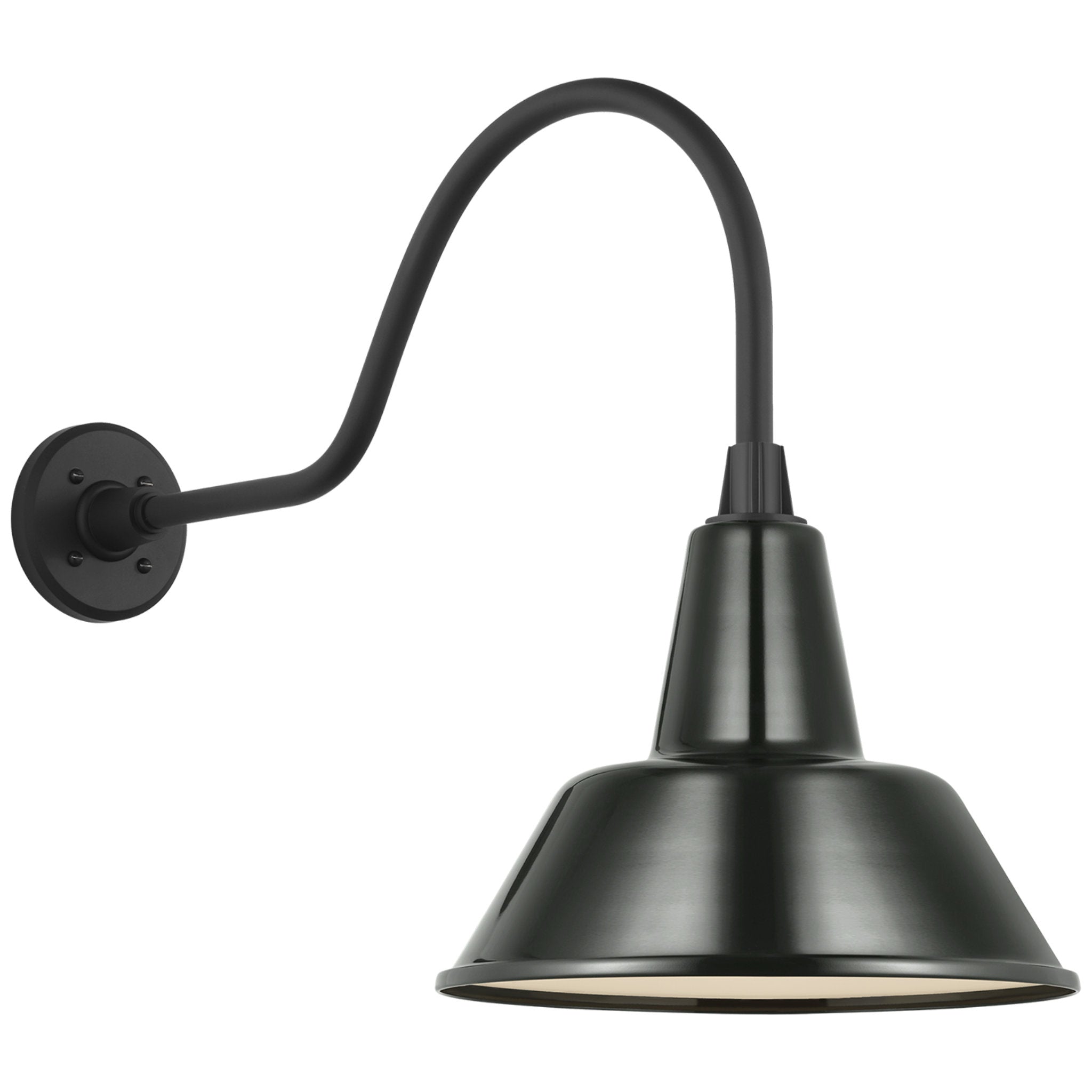 Thomas O'Brien Academy 23" Flynn Barn Light in Matte Black with 12.5" Green Bowers Shade Outdoor Lighting W12.5" x H19"