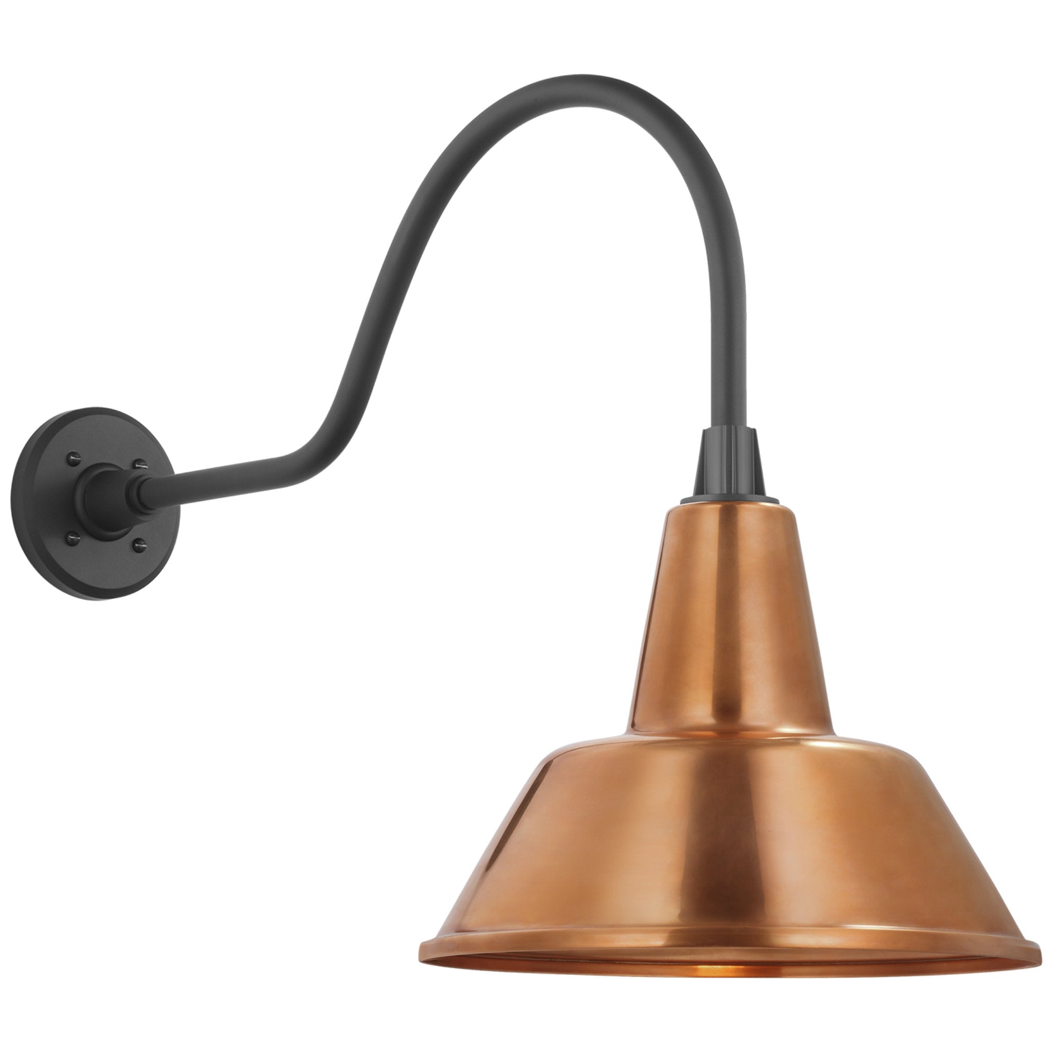 Thomas O'Brien Academy 23" Flynn Barn Light in Matte Black with 12.5" Soft Copper Bowers Shade Outdoor Lighting W12.5" x H19"