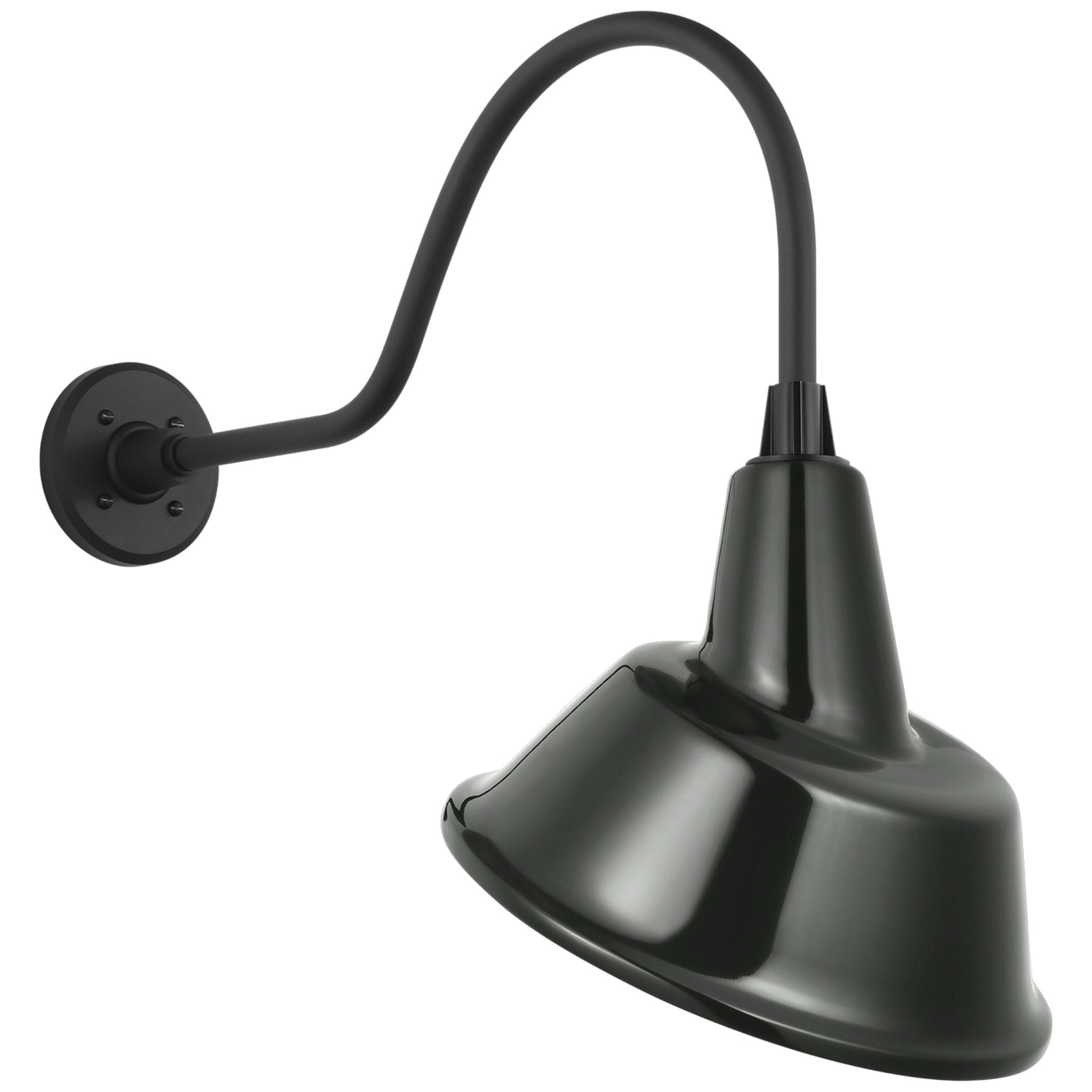 Thomas O'Brien Academy 23" Flynn Barn Light in Matte Black with 12.5" Green Tilted Bowers Shade Outdoor Lighting W12.5" x H22"