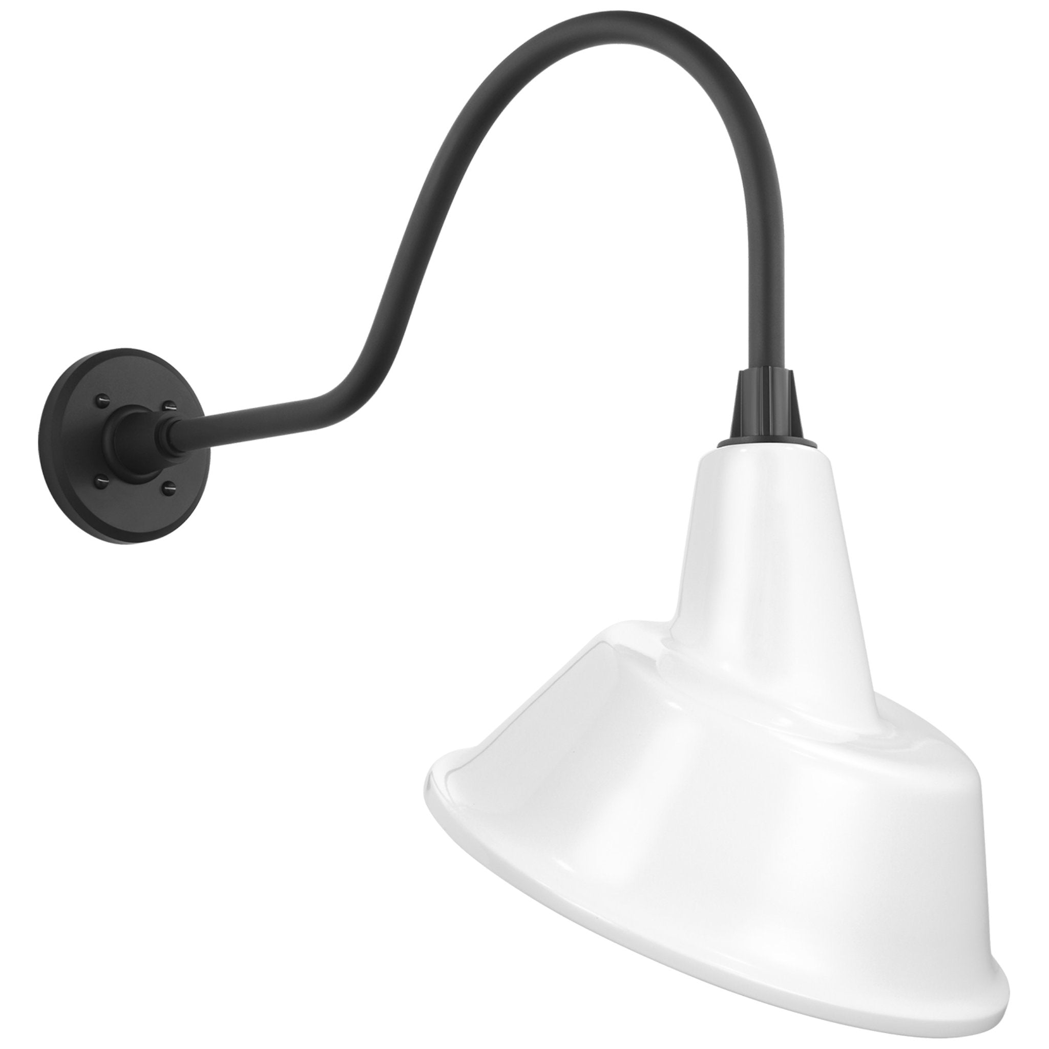 Thomas O'Brien Academy 23" Flynn Barn Light in Matte Black with 12.5" White Tilted Bowers Shade Outdoor Lighting W12.5" x H22"