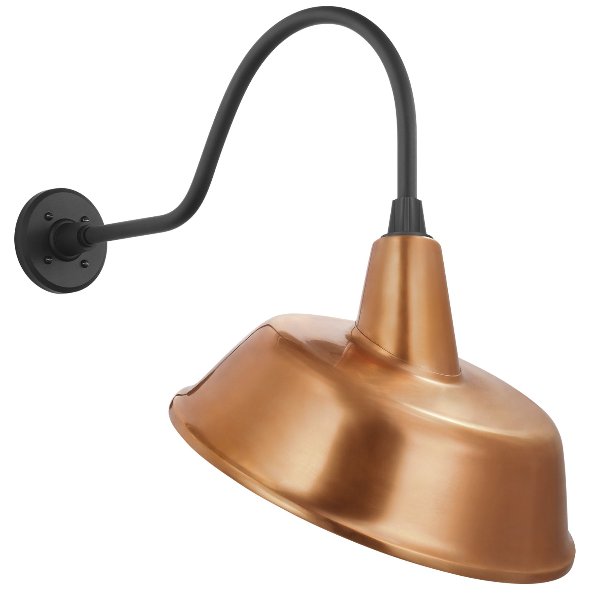 Thomas O'Brien Academy 23" Flynn Barn Light in Matte Black with 16" Soft Copper Tilted Bowers Shade Outdoor Lighting W16" x H23"