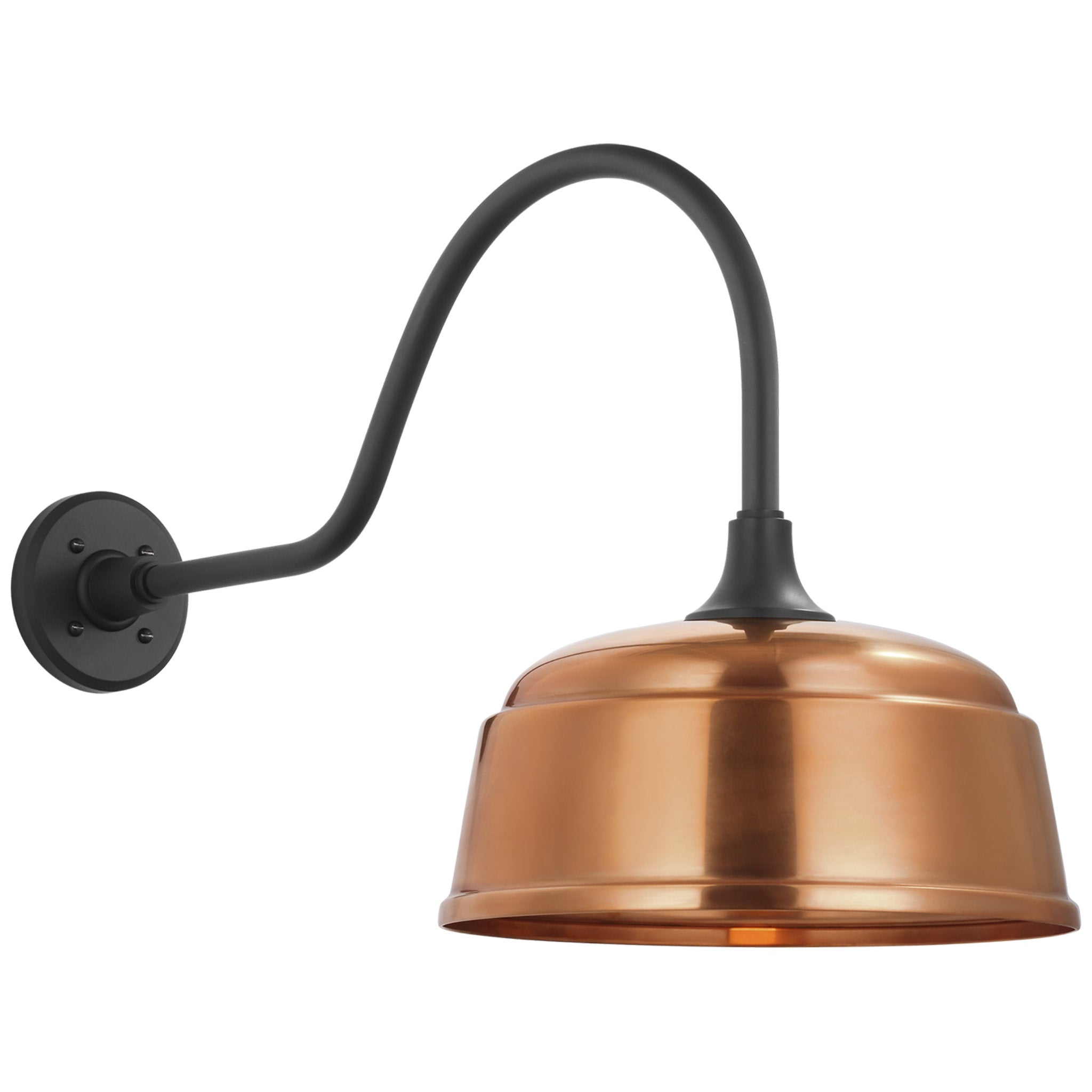 Thomas O'Brien Academy 23" Flynn Barn Light in Matte Black with 12.5" Soft Copper Rockhouse Shade Outdoor Lighting W12.5" x H16.5"